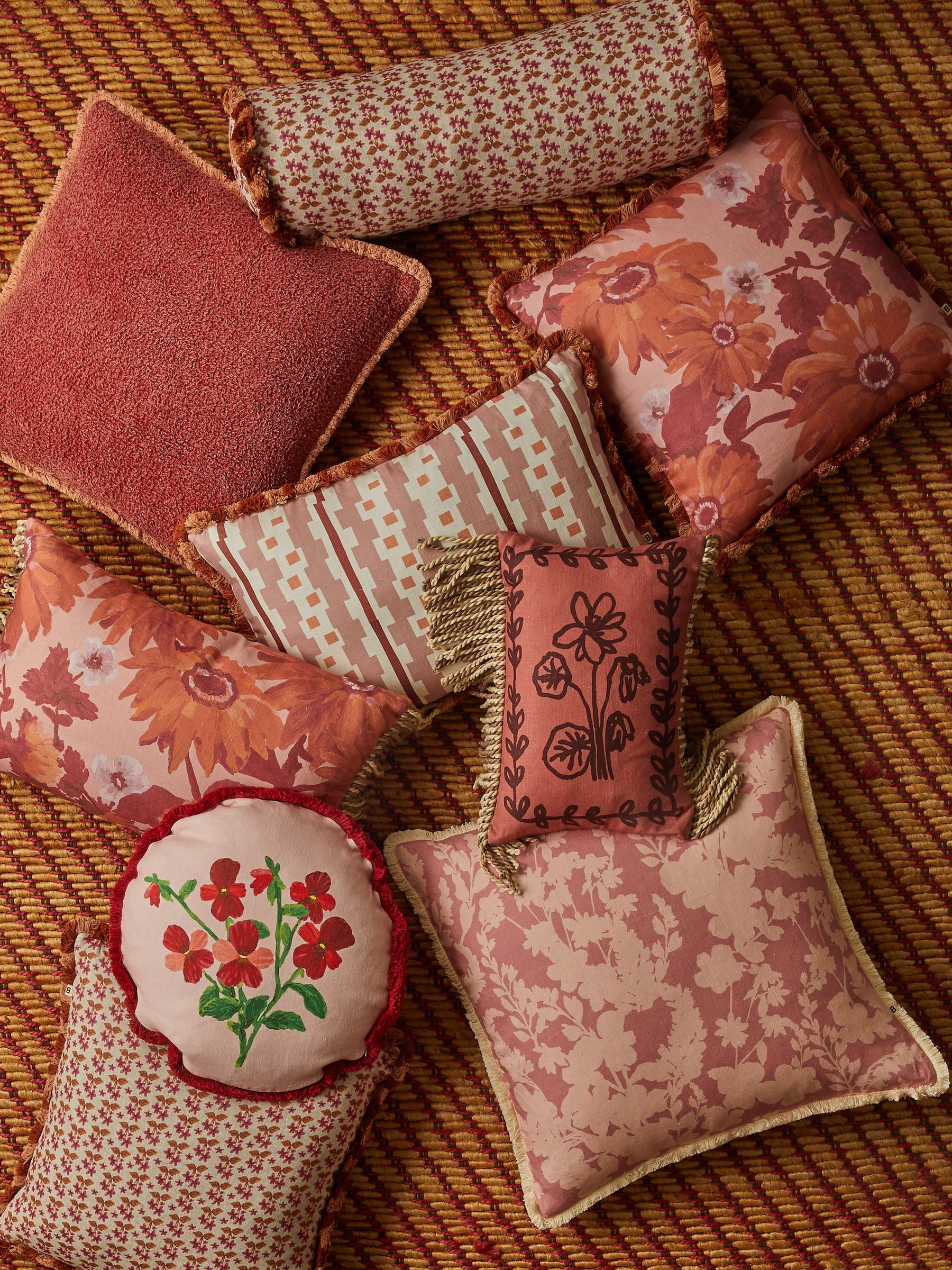 Bonnie & Neil Grain Coral Cotton Cushion 50cm