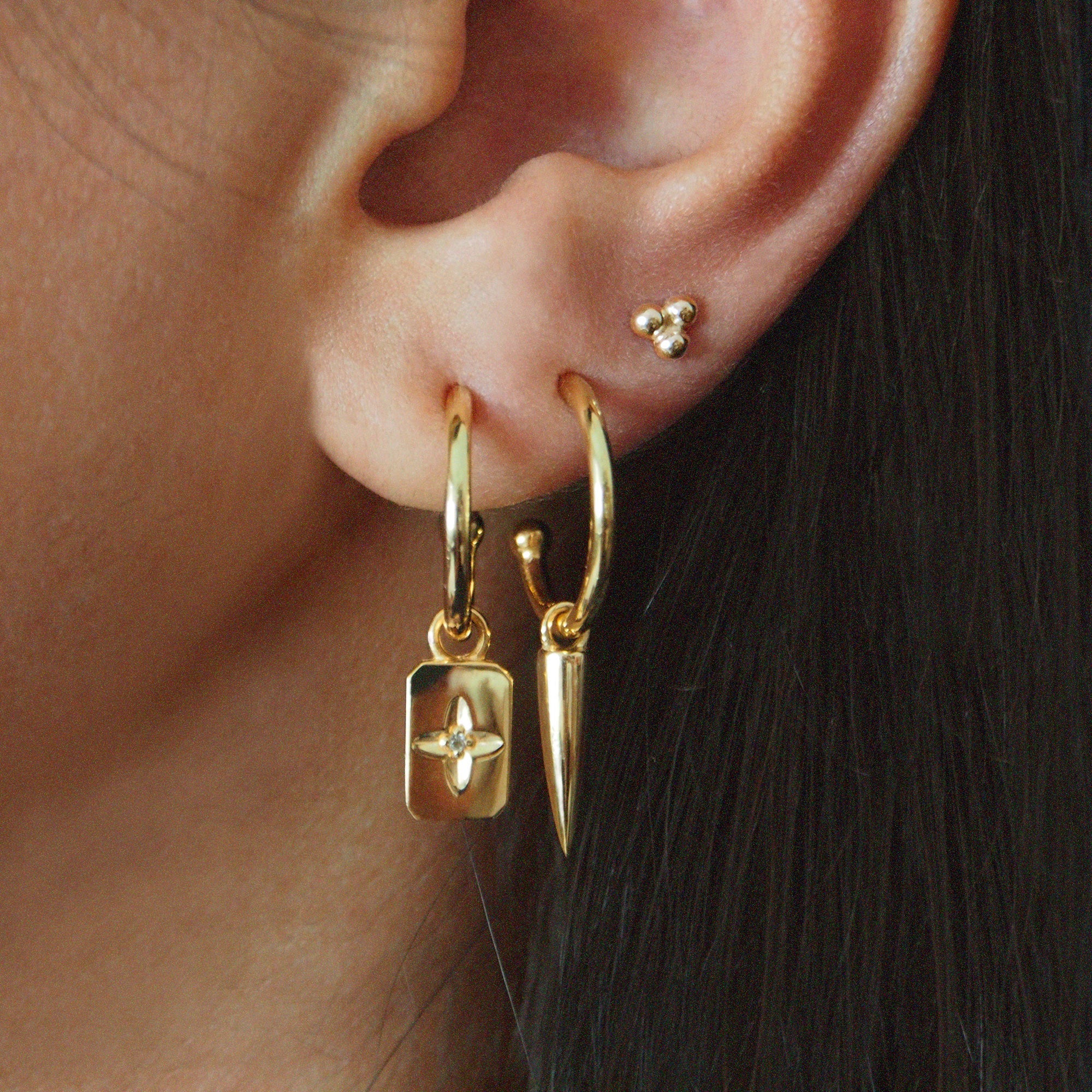 MURKANI Desert Flower Rectangle Earrings GOLD