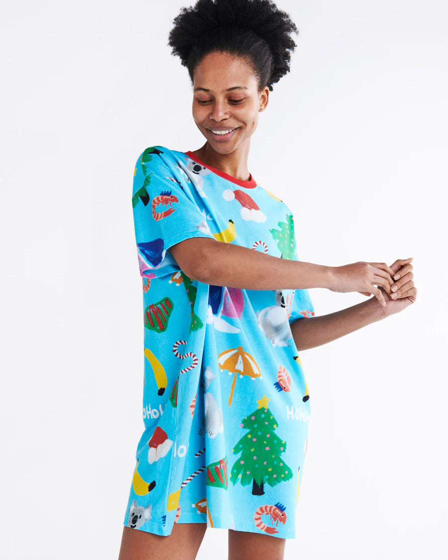 KIP & CO T Shirt Nightie CHRISTMAS ICONS