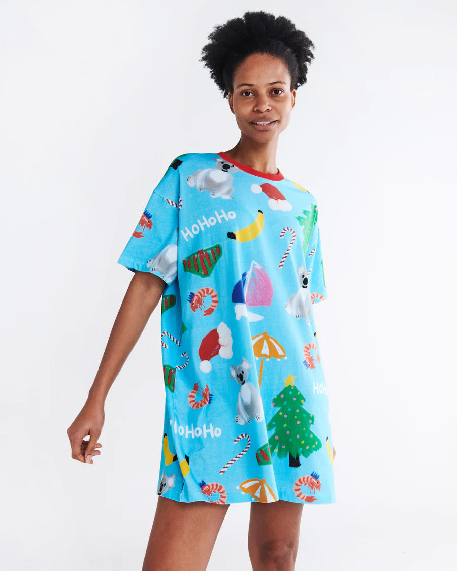 KIP & CO T Shirt Nightie CHRISTMAS ICONS