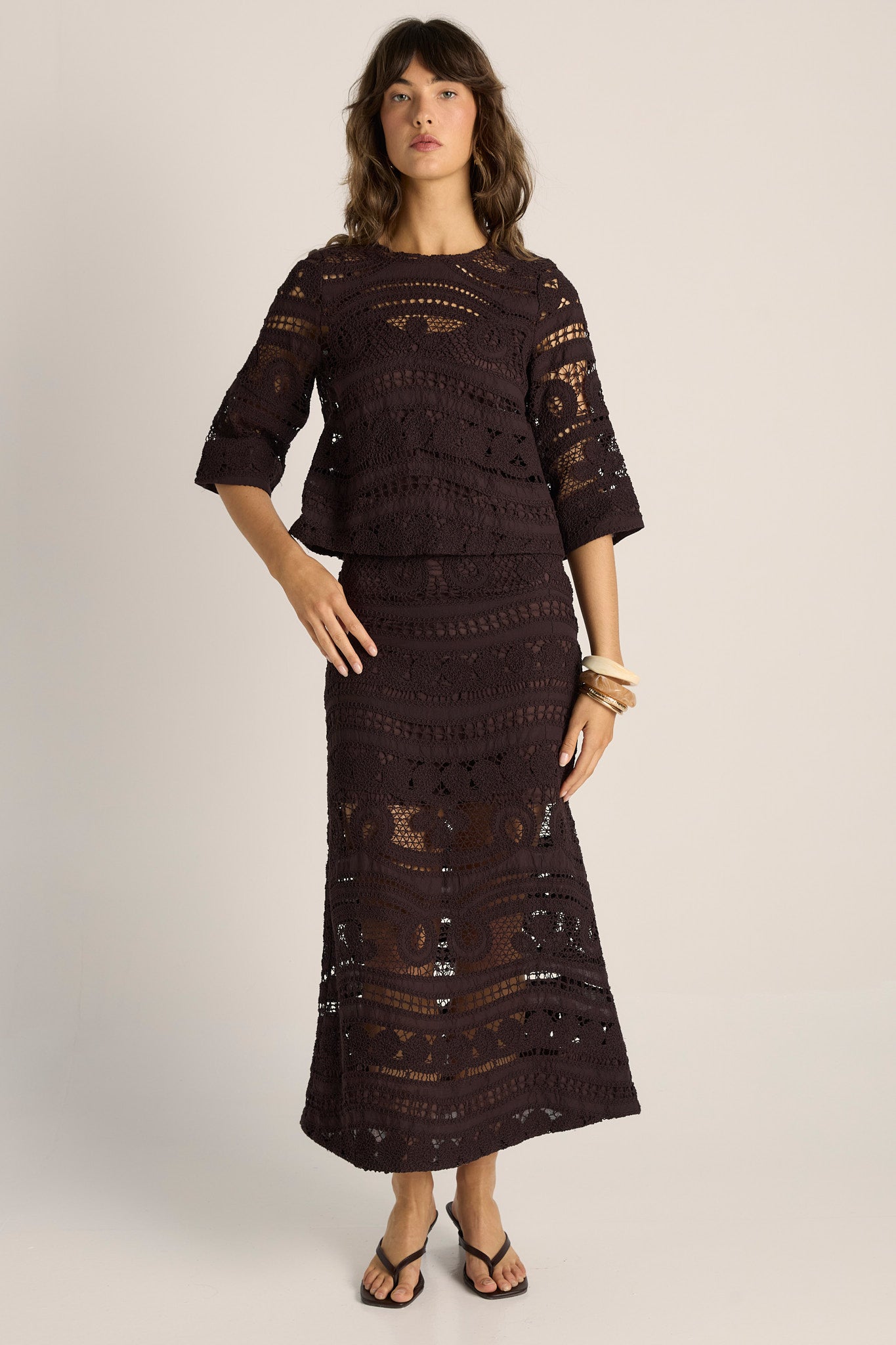 FATE & BECKER Gaia Lace Skirt CHOCOLATE