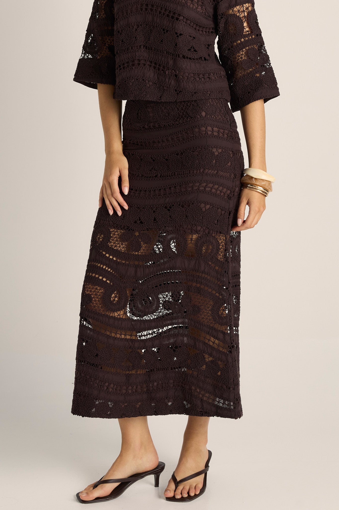 FATE & BECKER Gaia Lace Skirt CHOCOLATE