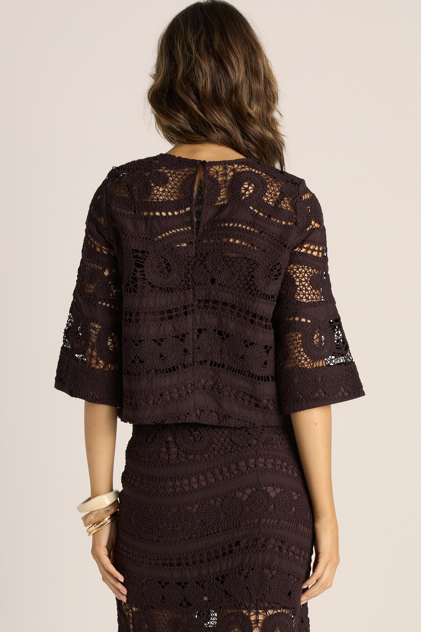 FATE & BECKER Gaia Lace Top CHOCOLATE
