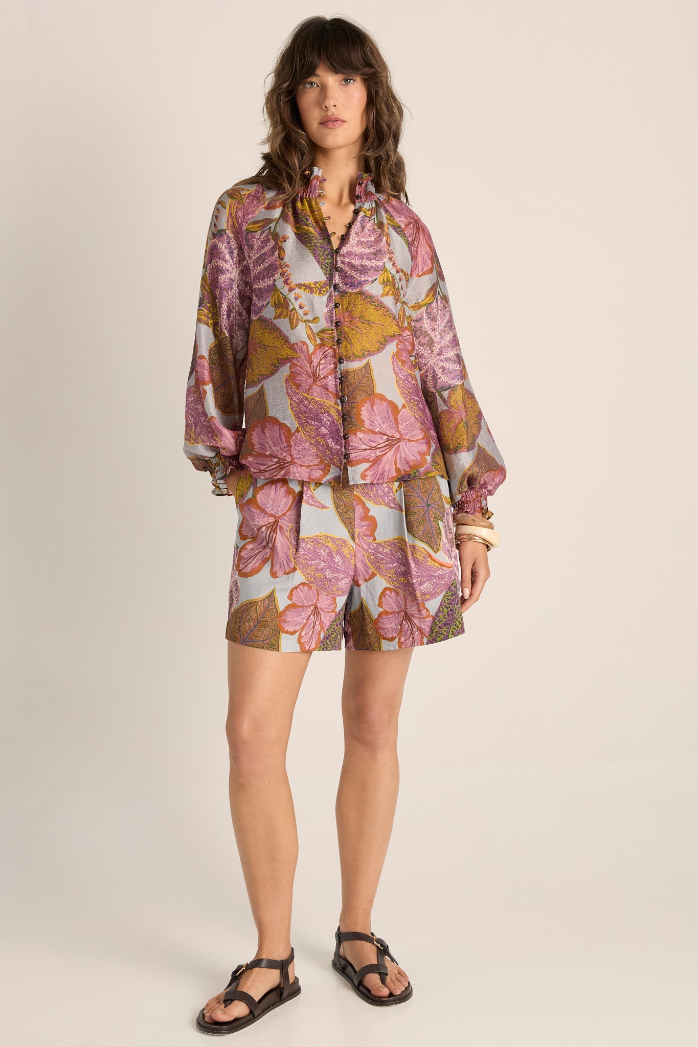 FATE & BECKER Daria Shirred Blouse LEAF