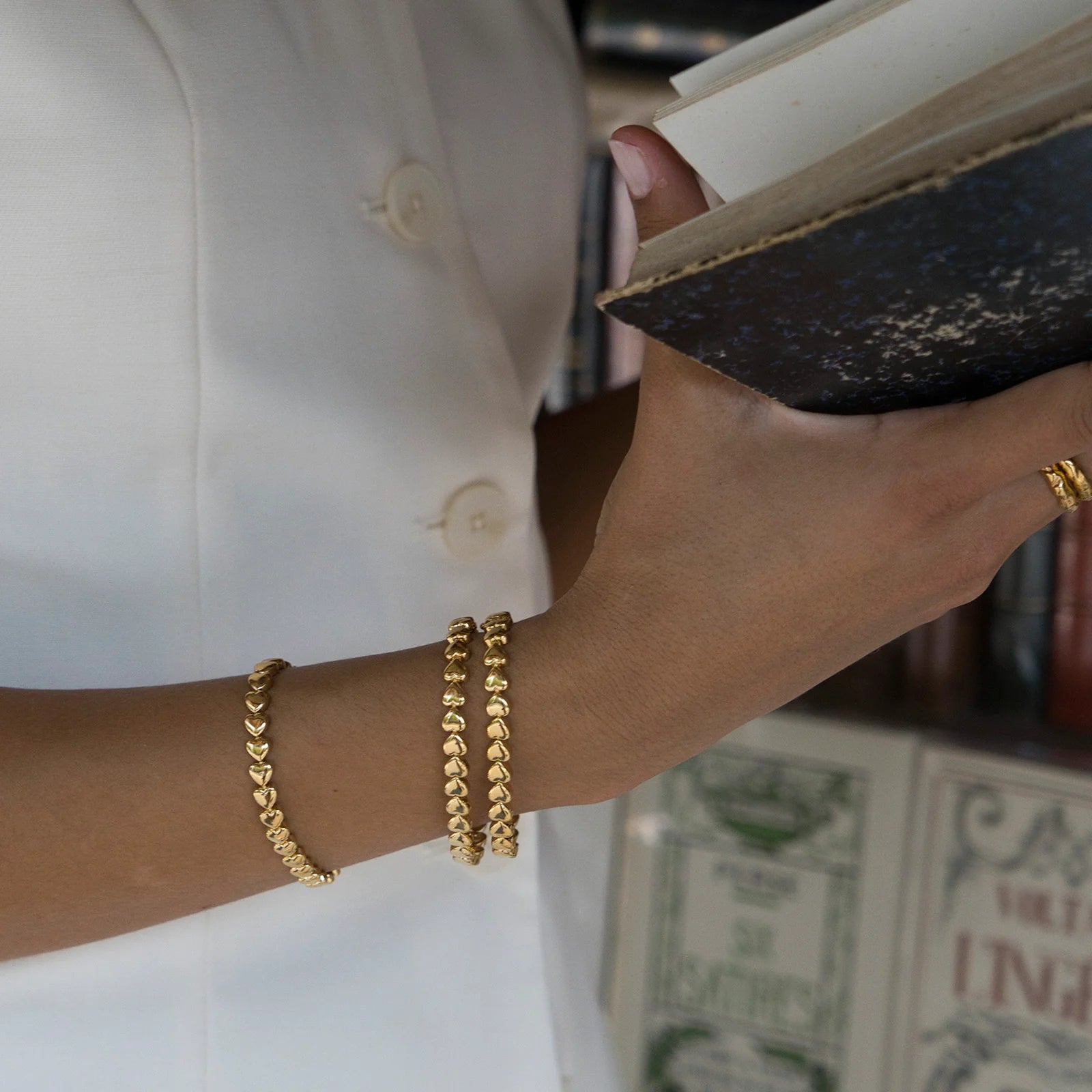 FAIRLEY Golden Heart Tennis Bracelet