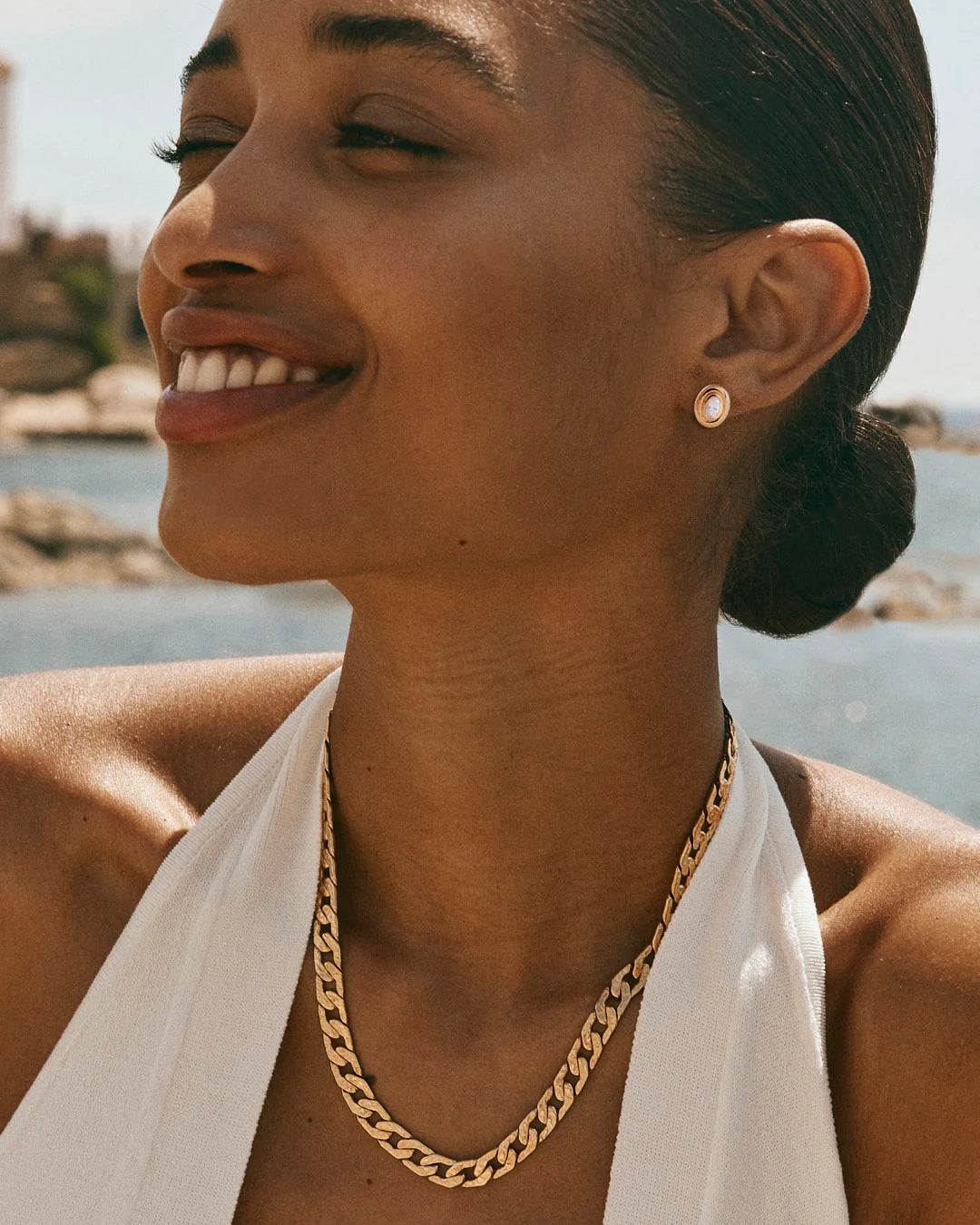 FAIRLEY Bezel Set Oval Studs