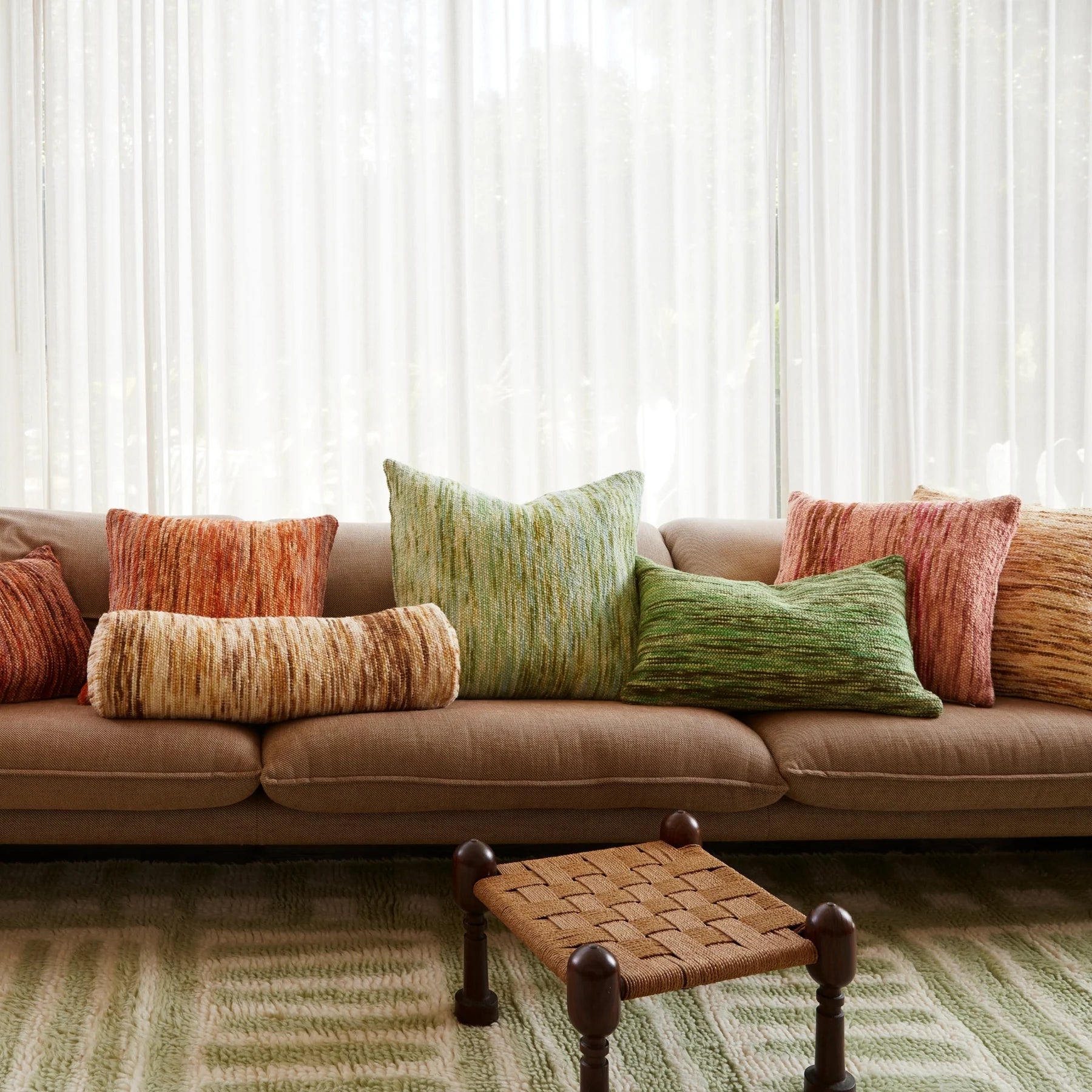 Bonnie & Neil Wool Marle Cushion 60cm SAGE