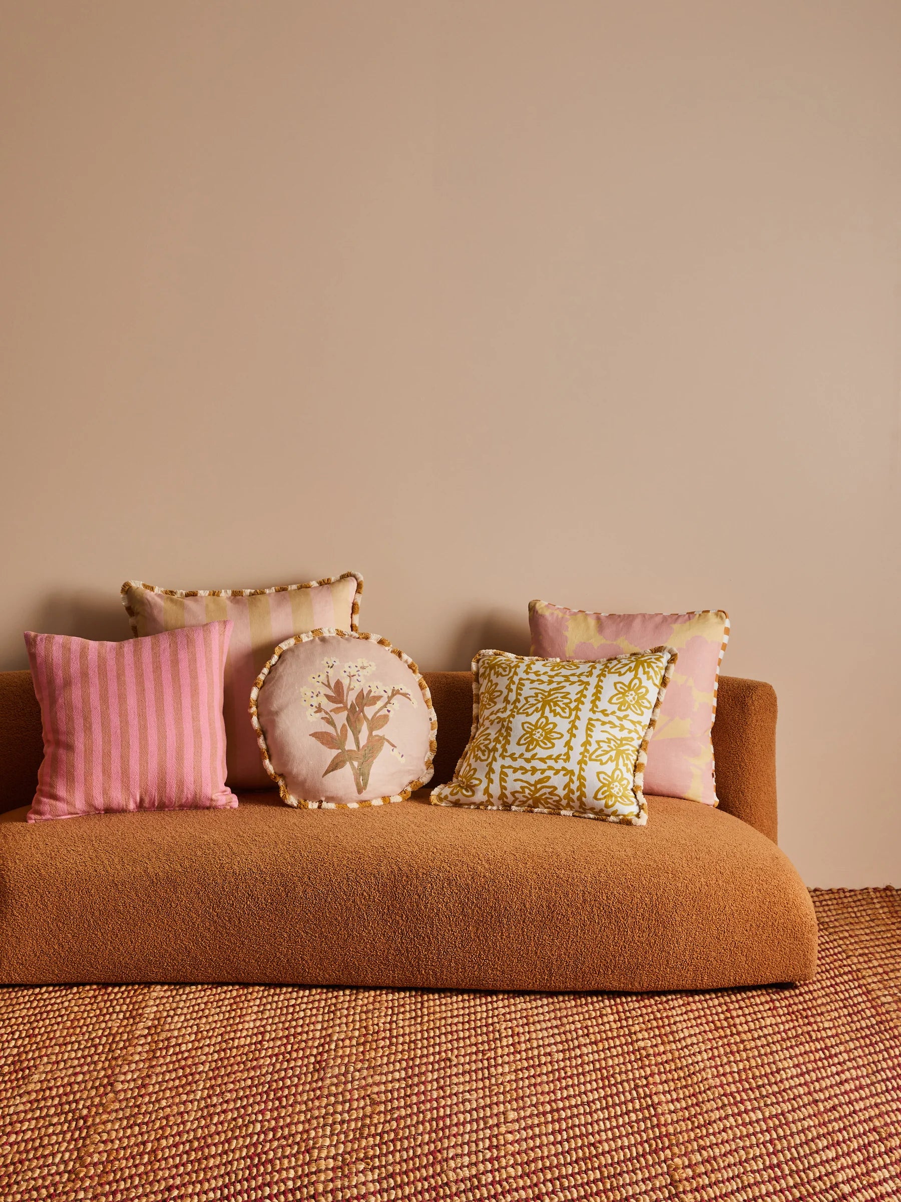 Bonnie & Neil Bold Stripe Buff Cushion 60CM