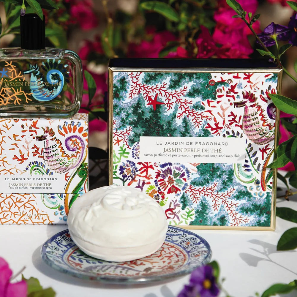 FRAGONARD Soap & Dish Set Jasmine Perele De The