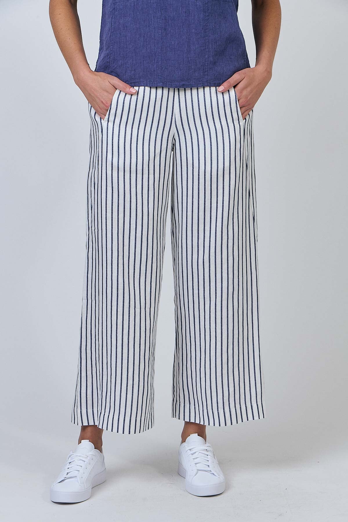 OLIVE ET JULIE Linen Pant BLUEBERRY STRIPE