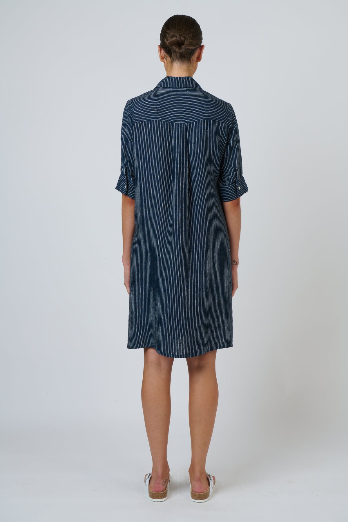OLIVE ET JULIE Linen Midi Dress STREAMLINED