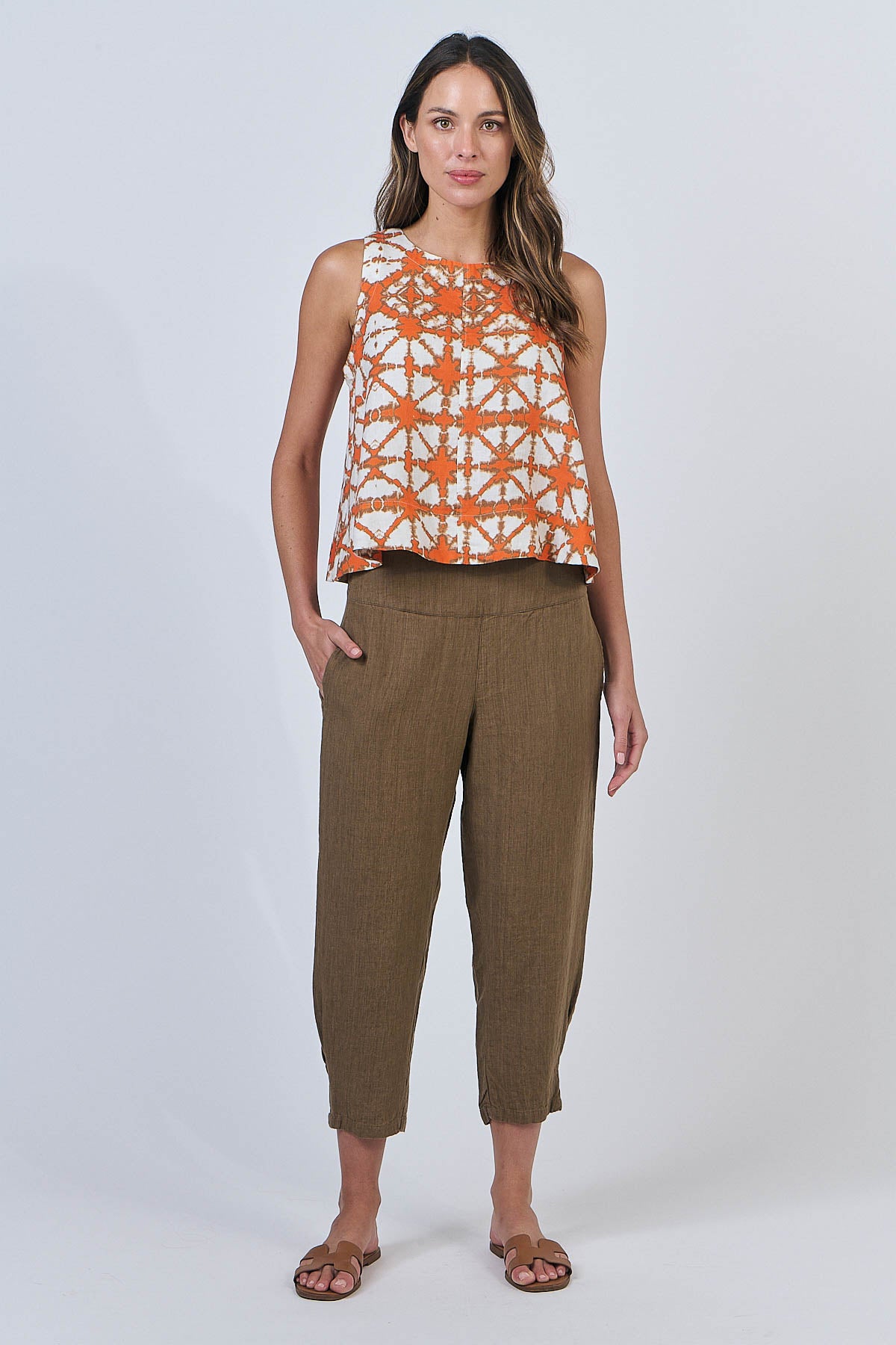 OLIVE ET JULIE Linen Shell Top URCHIN ORANGE