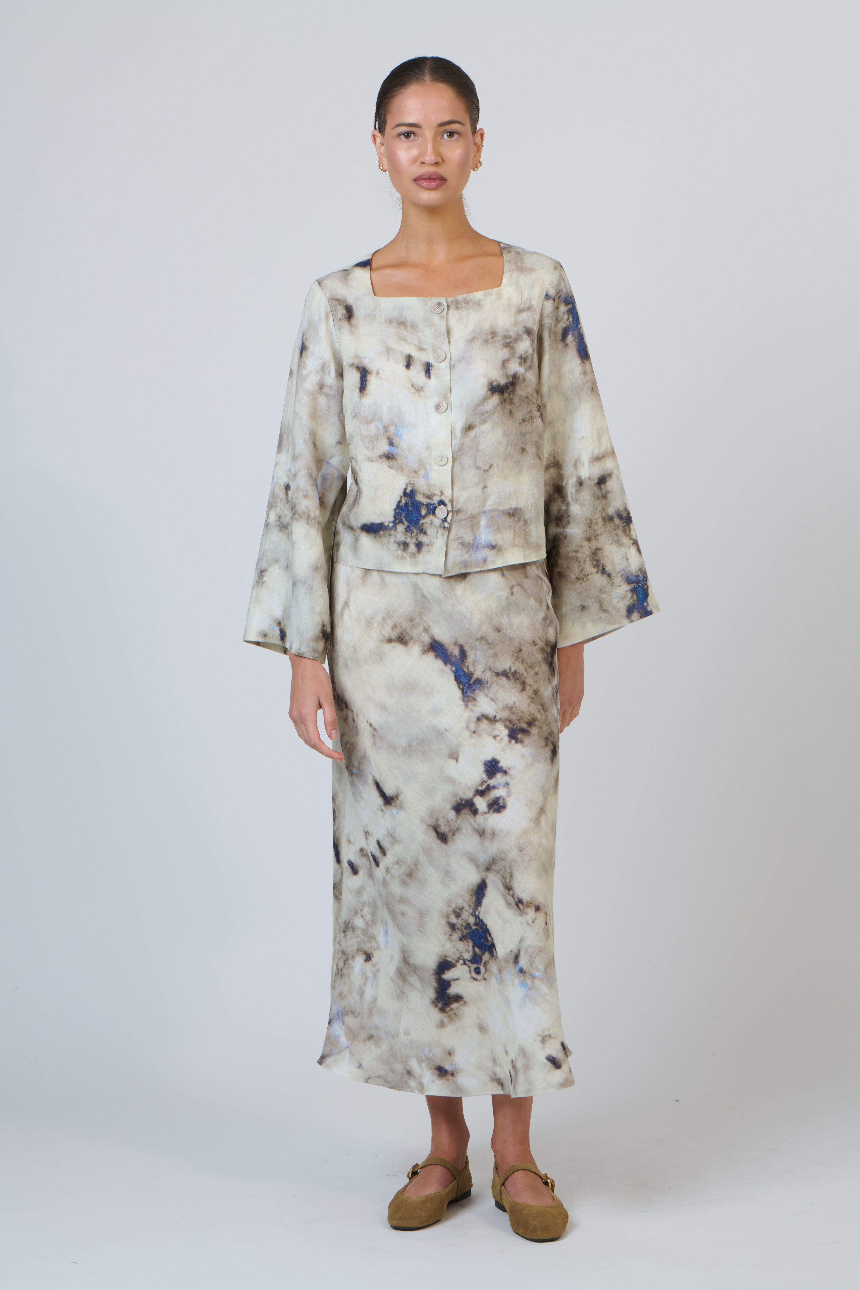 OLIVE ET JULIE Linen Aline Skirt EMPERADOR