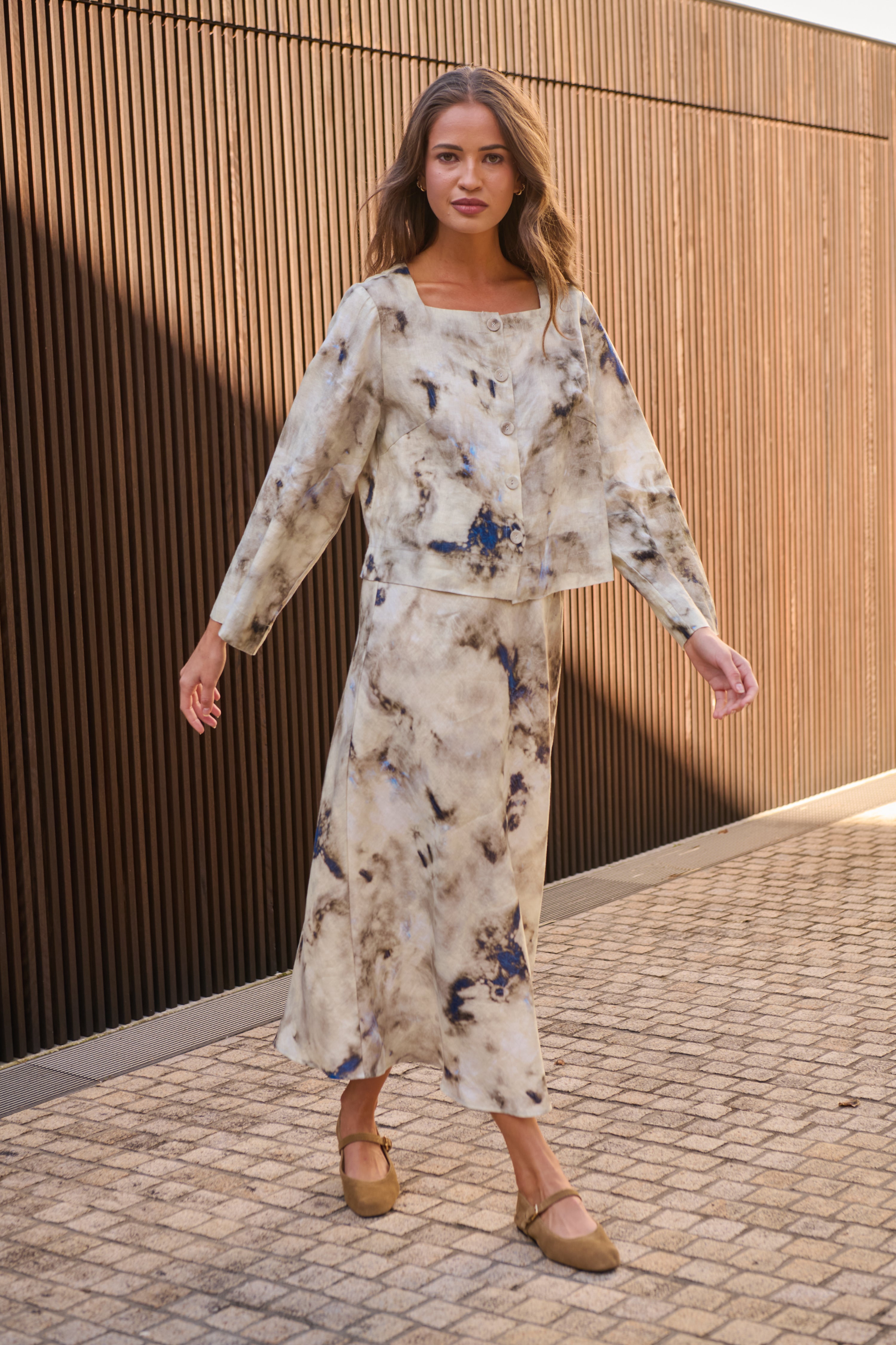 OLIVE ET JULIE Linen Aline Skirt EMPERADOR