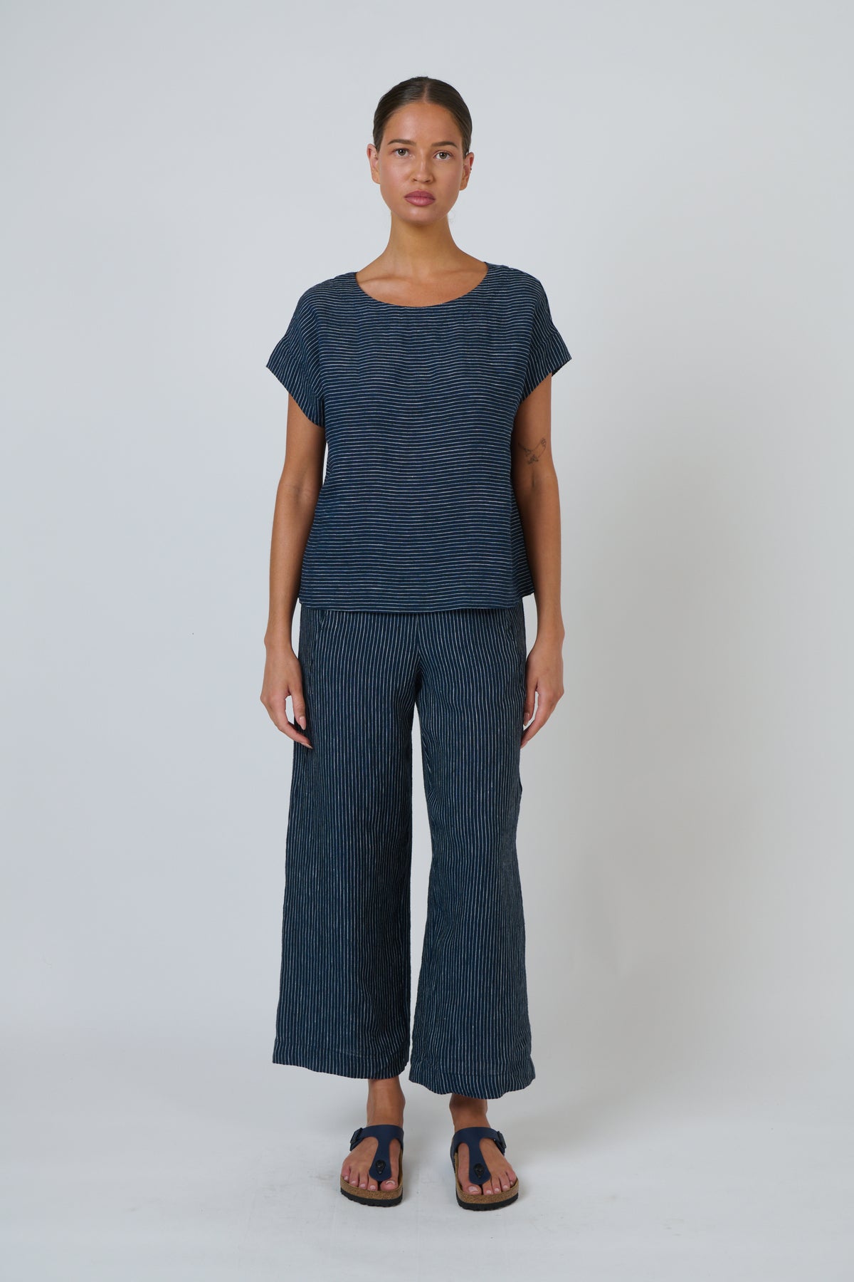 OLIVE ET JULIE Wide Leg Linen Pant STREAMLINED
