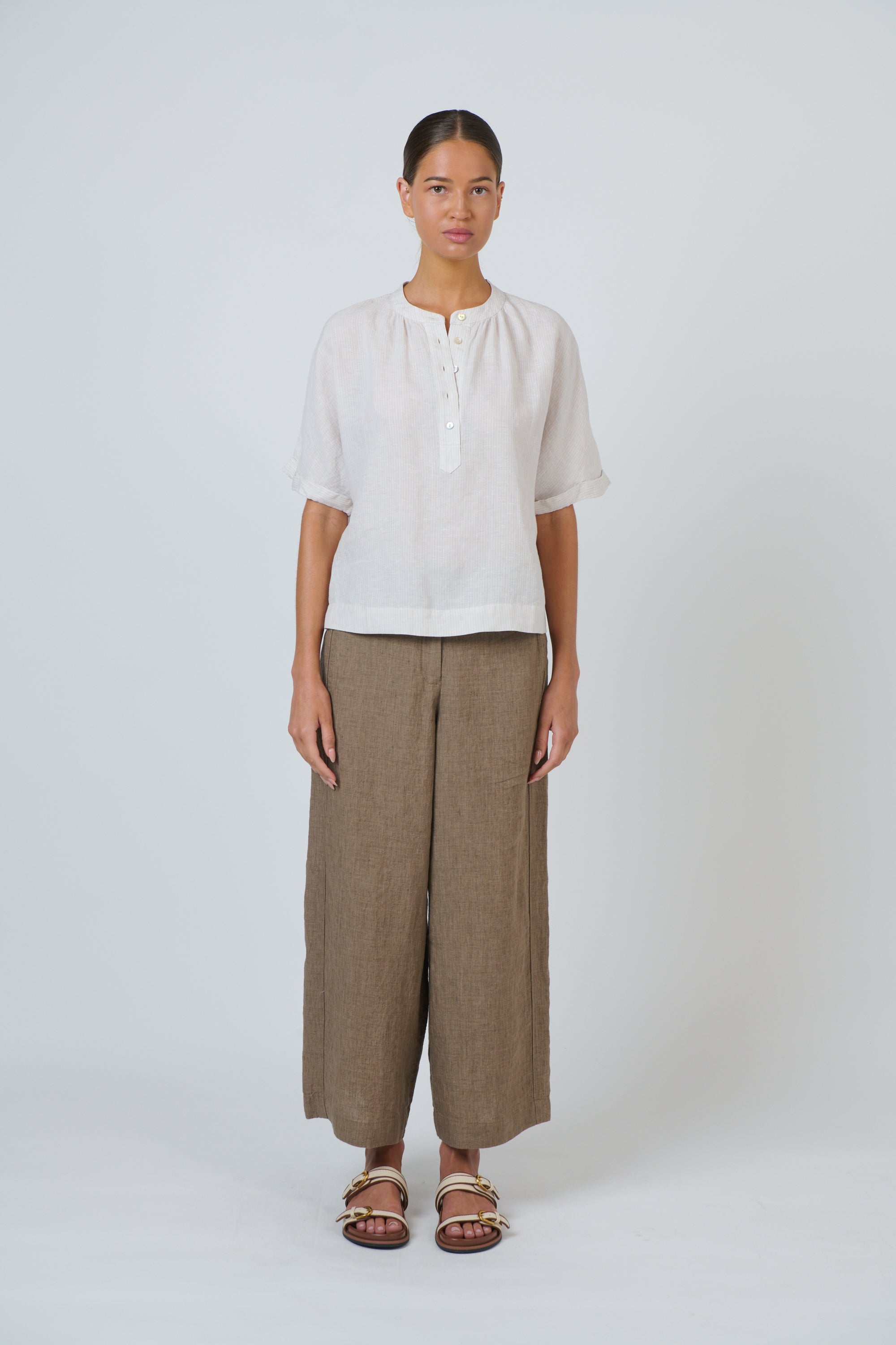OLIVE ET JULIE Wide Leg Linen Pant AGATE