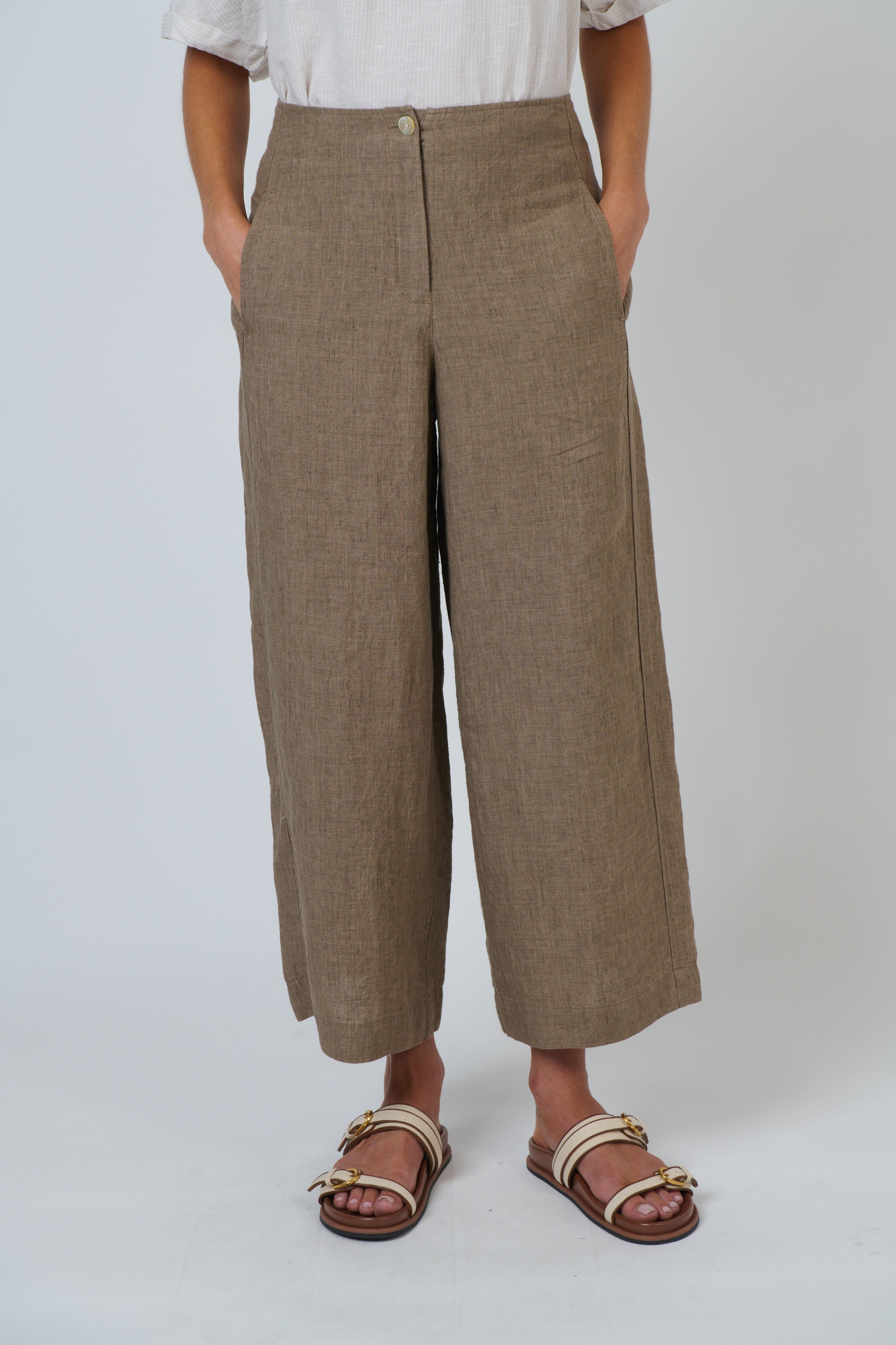 OLIVE ET JULIE Wide Leg Linen Pant AGATE