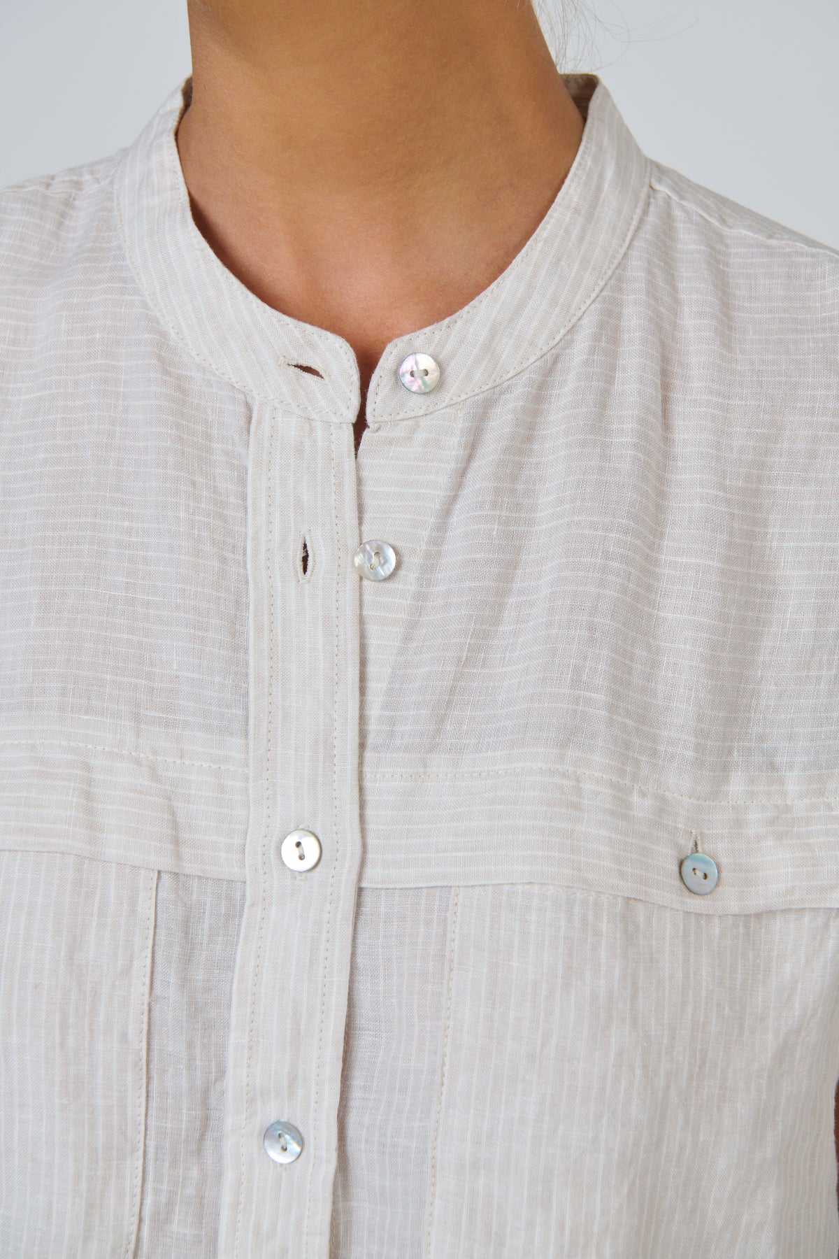 OLIVE ET JULIE Front Pocket Linen Top SESAME