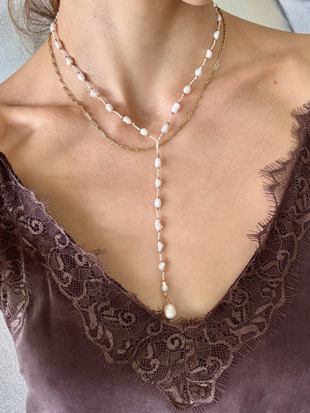 HEI TAI Pearl Necklace on slide closure