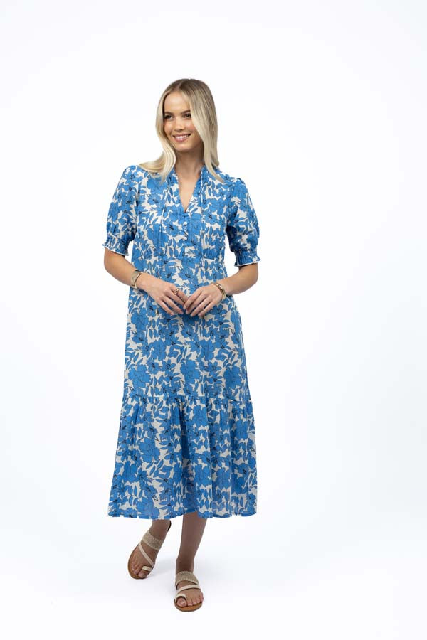HUMIDITY Fleur Midi Dress BLUE STONE