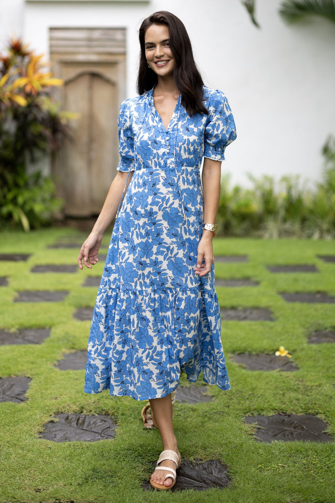 HUMIDITY Fleur Midi Dress BLUE STONE