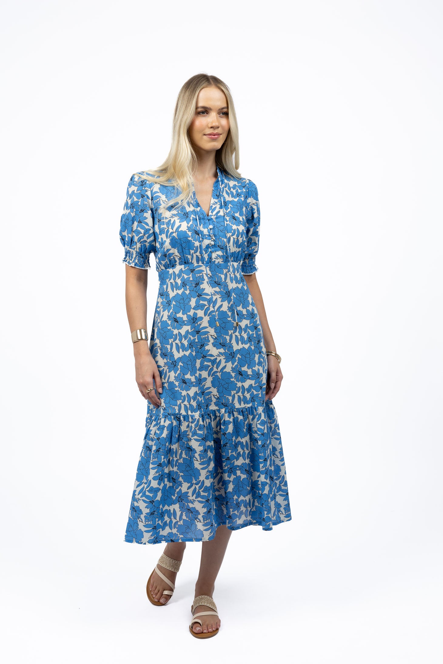 HUMIDITY Fleur Midi Dress BLUE STONE