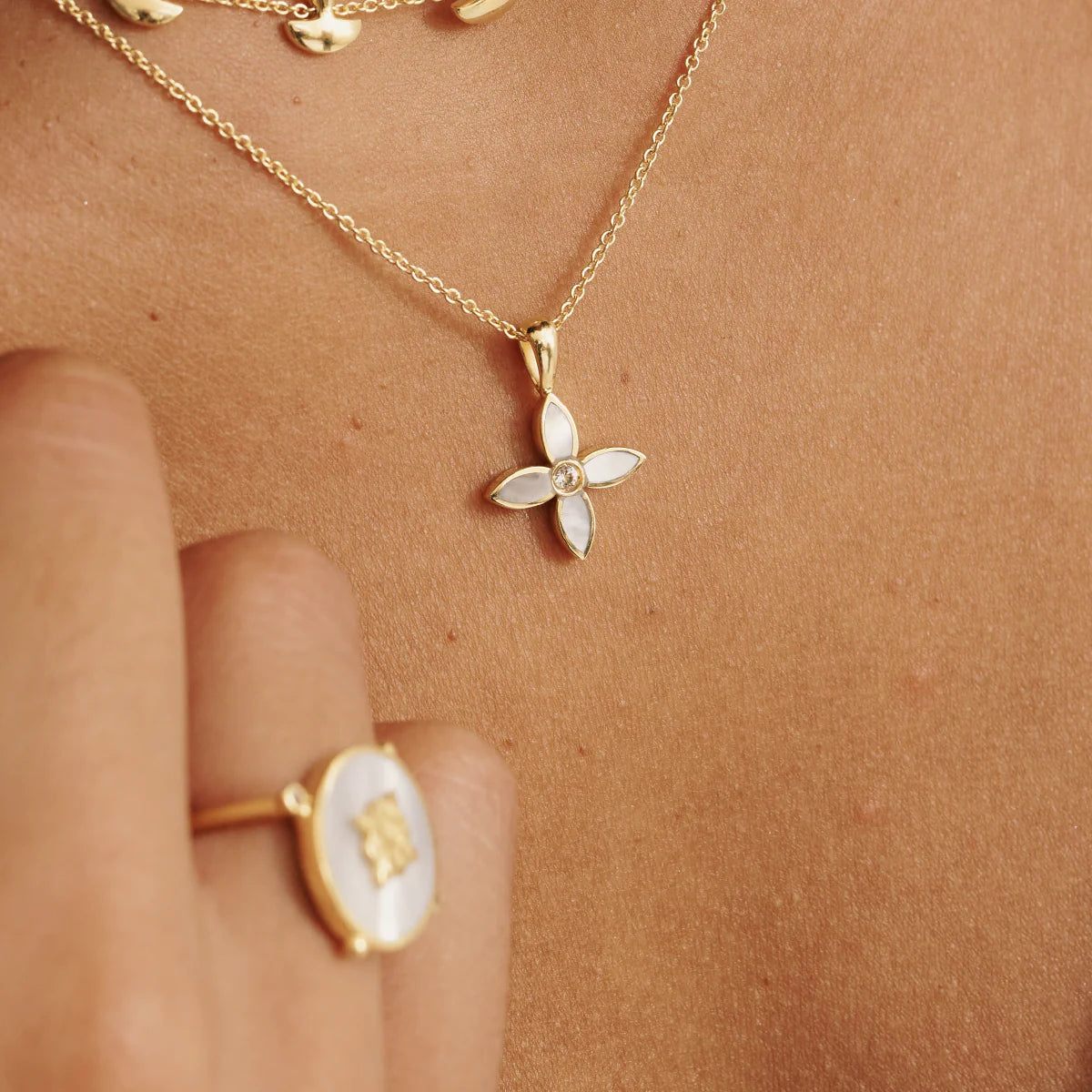 MURKANI Large Desert Flower Charm Necklace GOLD