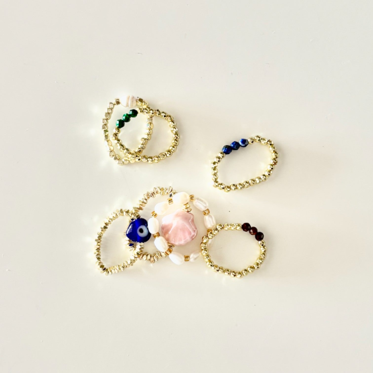 HEI TAI Gold Charm Ring FAN SHELL PINK