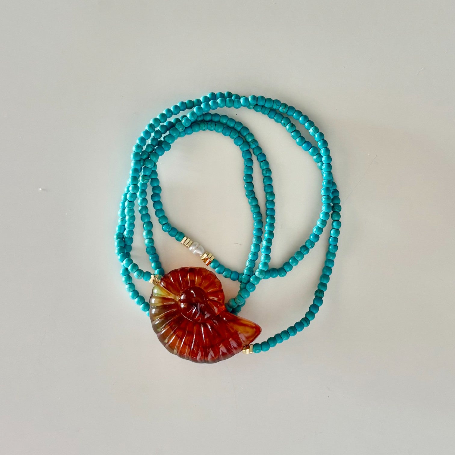 HEI TAI Milos Shell Necklace AMBER/AQUA