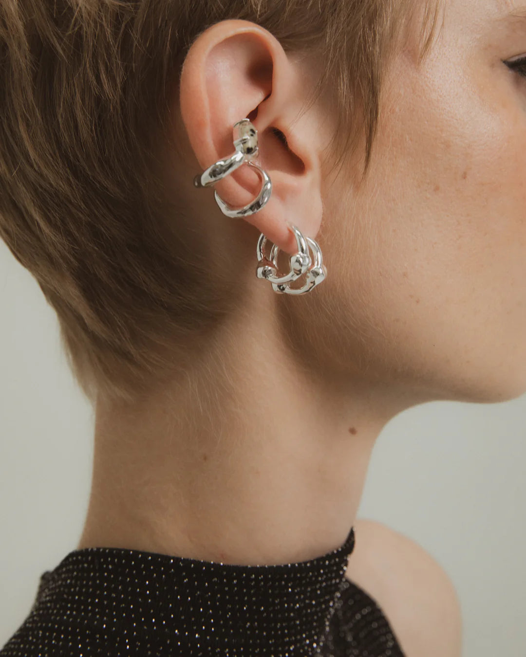 F+H Hammered Ball Hoops GOLD