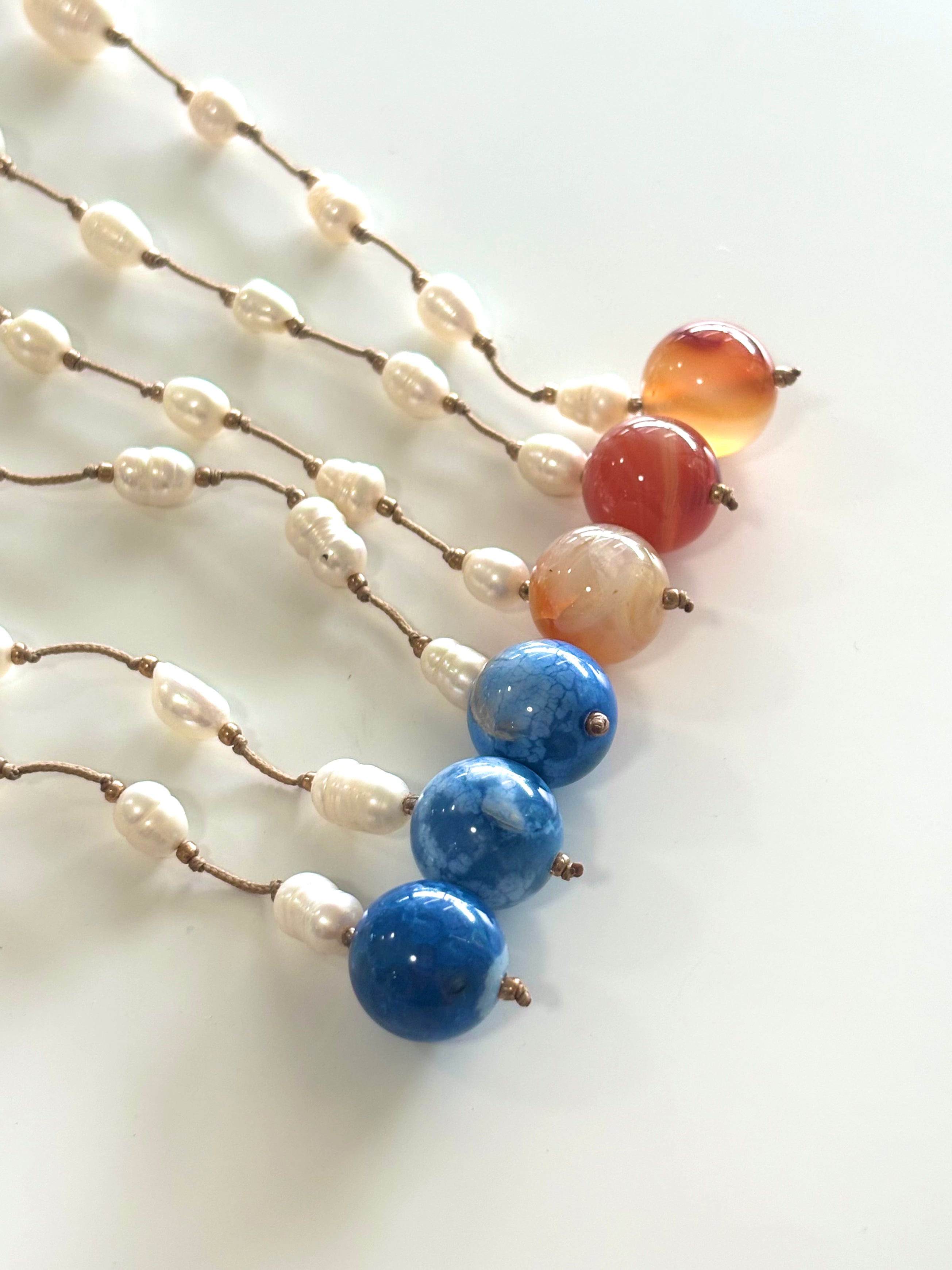 HEI TAI Long Necklace FRESHWATER PEARL & STONE #6