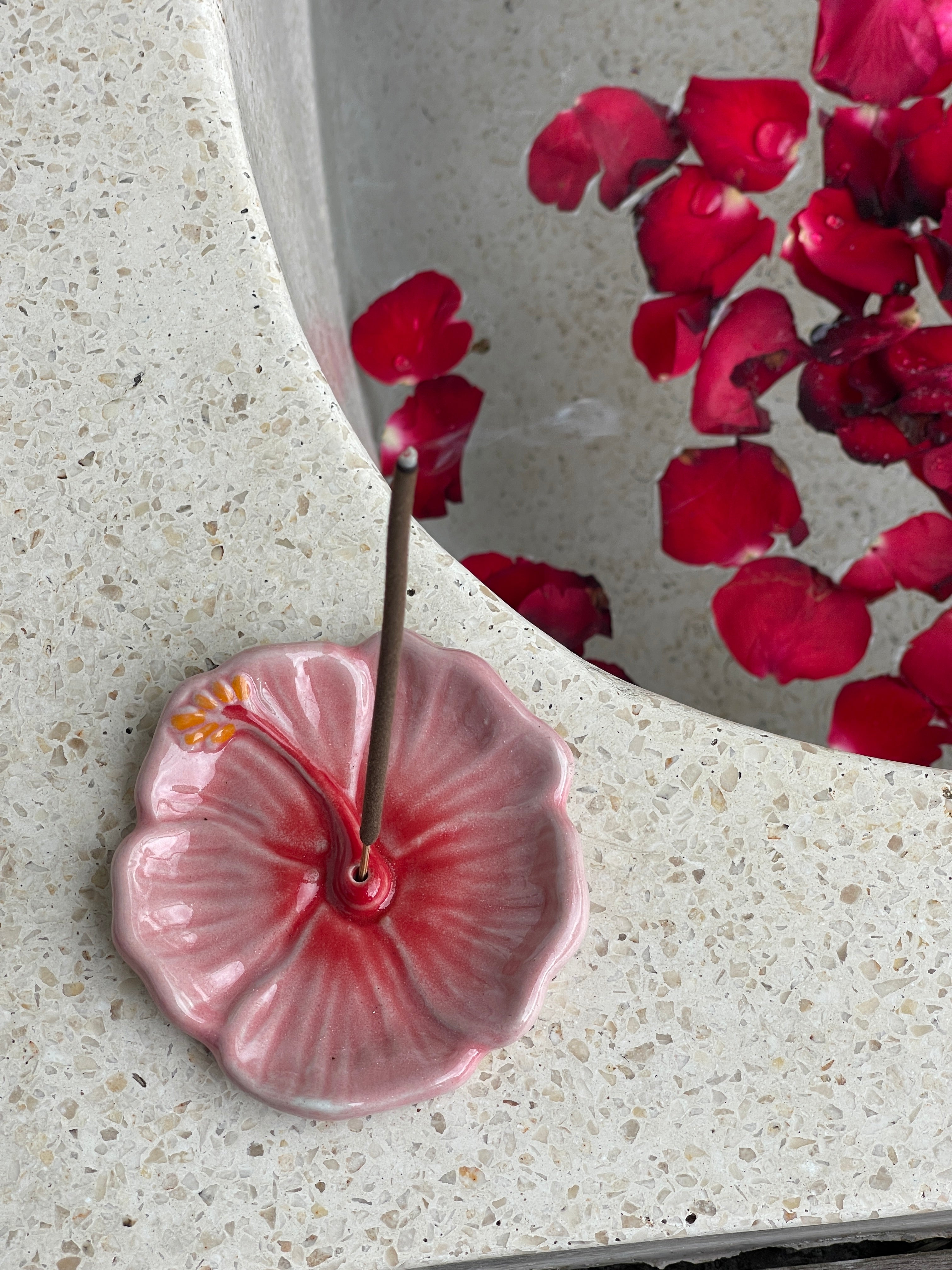 IN TIME Hibiscus Incense Holder SUNSET PINK