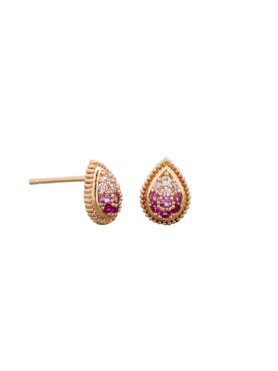 TT24 Ombre Crystal Teardrop Earring PINK