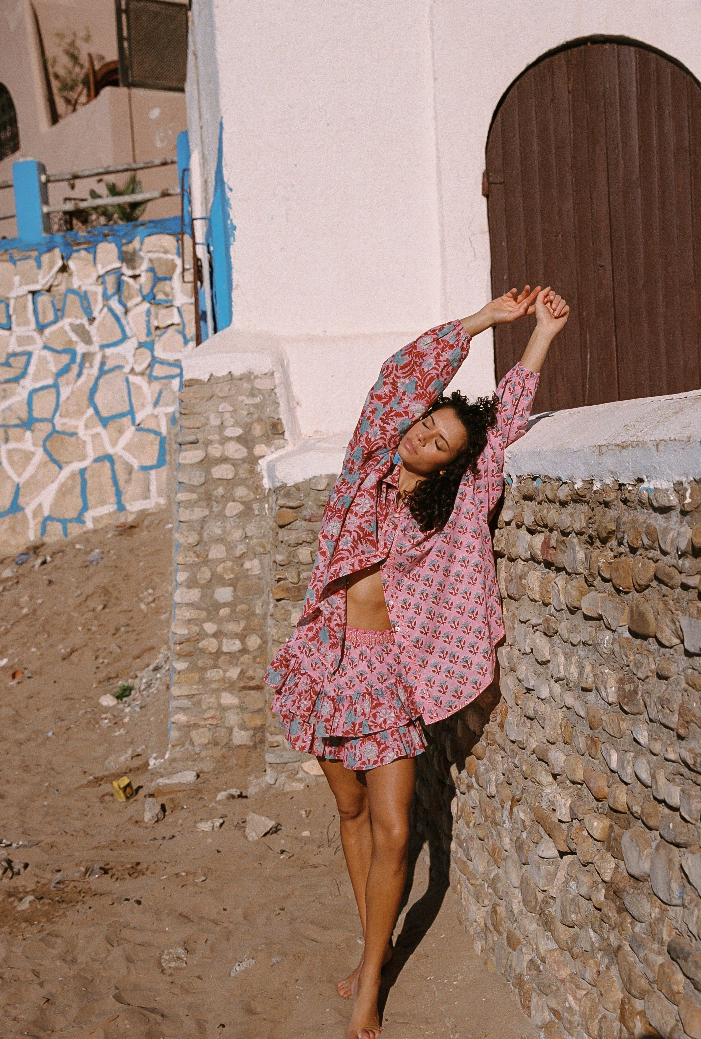 KINGA CSILLA Kamala Block Print Fae Frill Skort