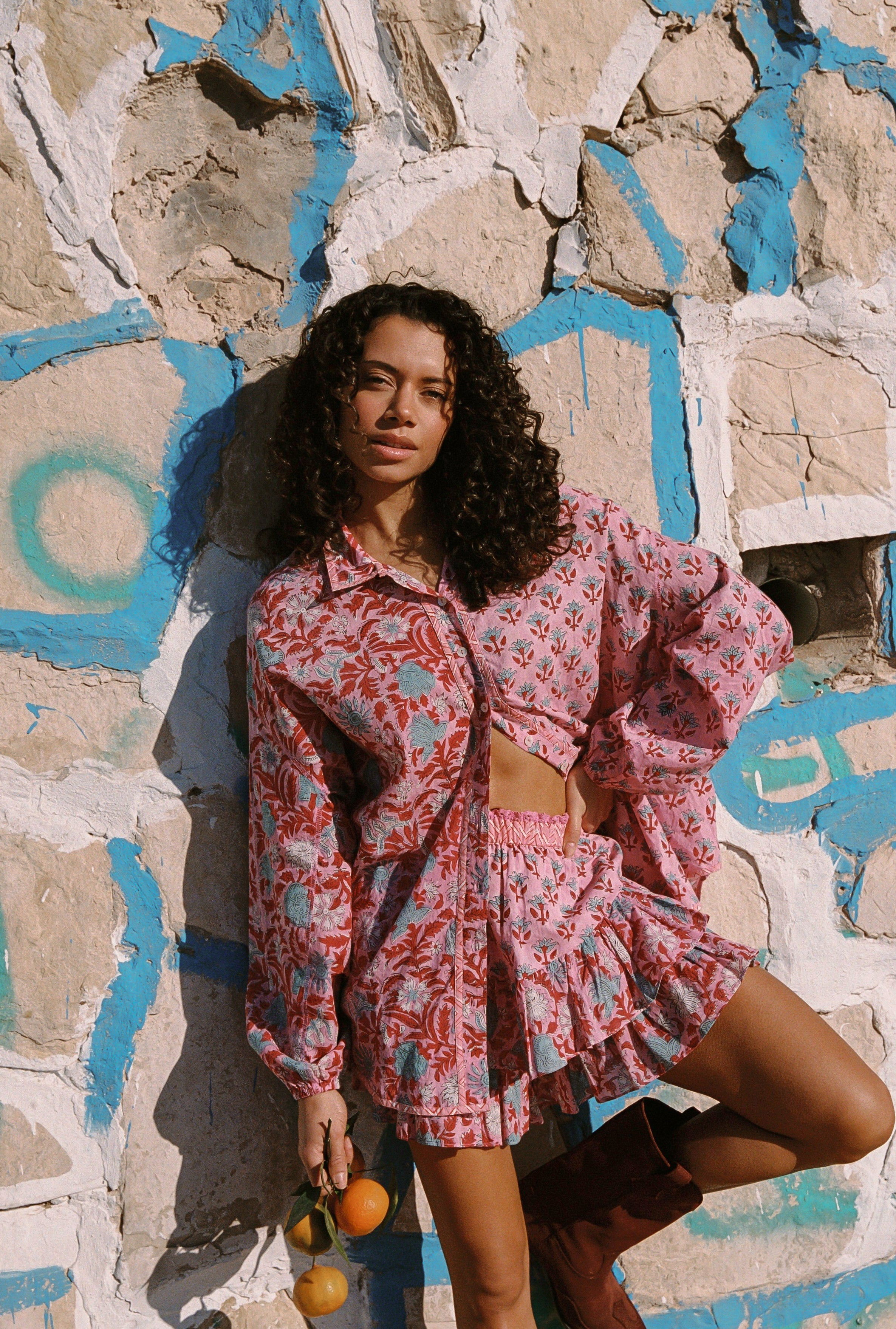 KINGA CSILLA Kamala Block Print Chalm Shirt