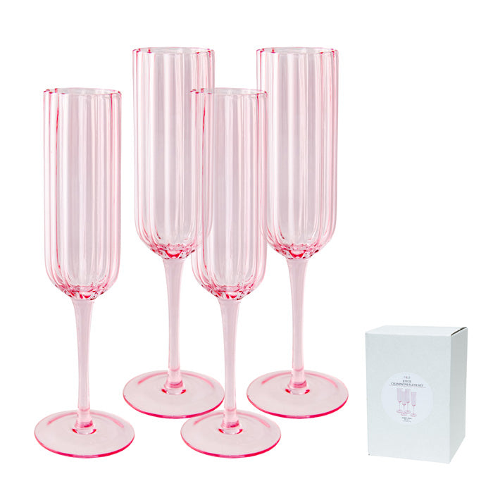 Ripple Champagne Flutes Set 4 PINK