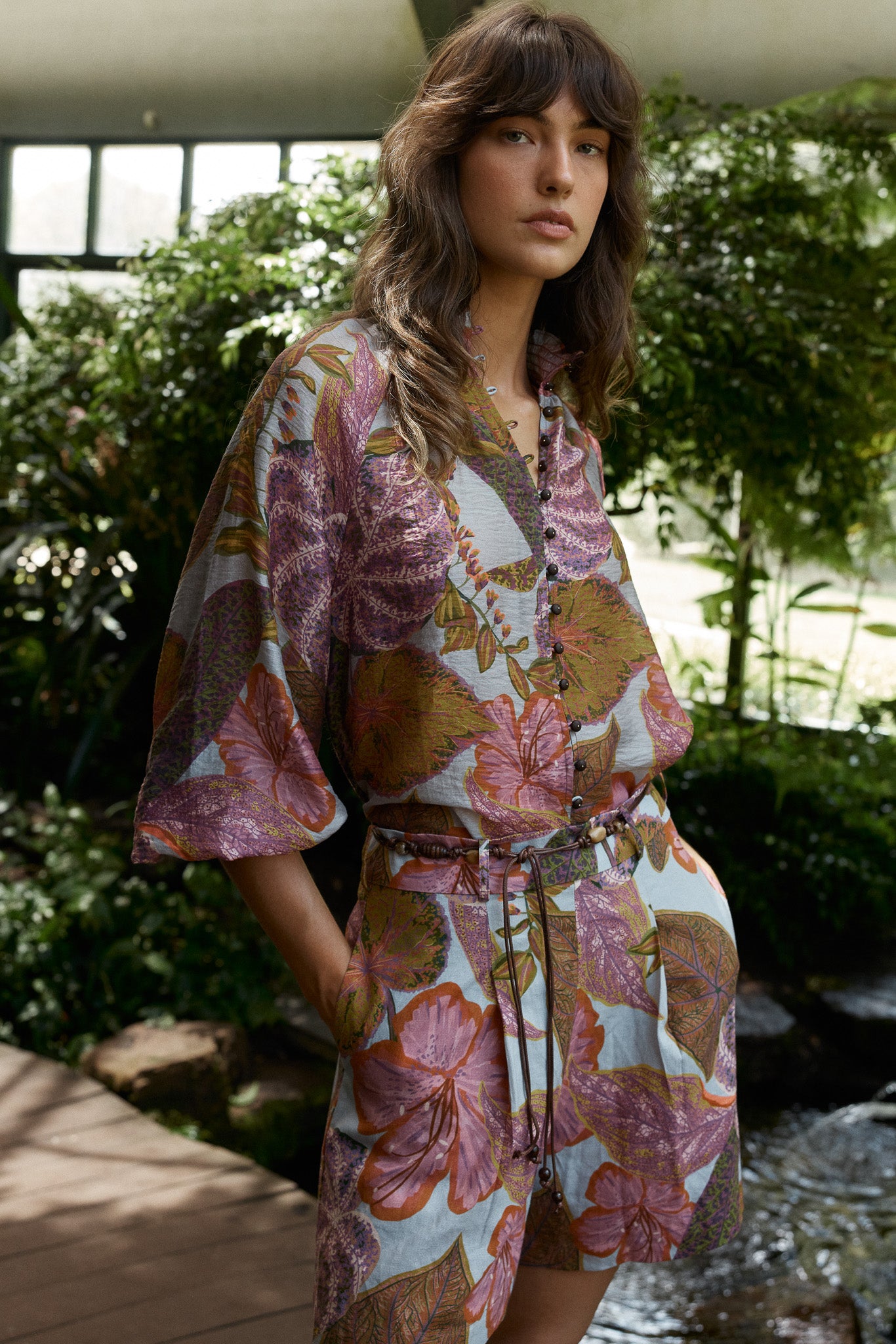 FATE & BECKER Daria Shirred Blouse LEAF