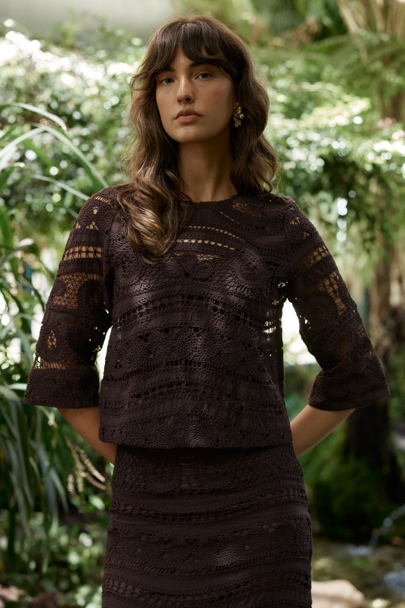 FATE & BECKER Gaia Lace Top CHOCOLATE