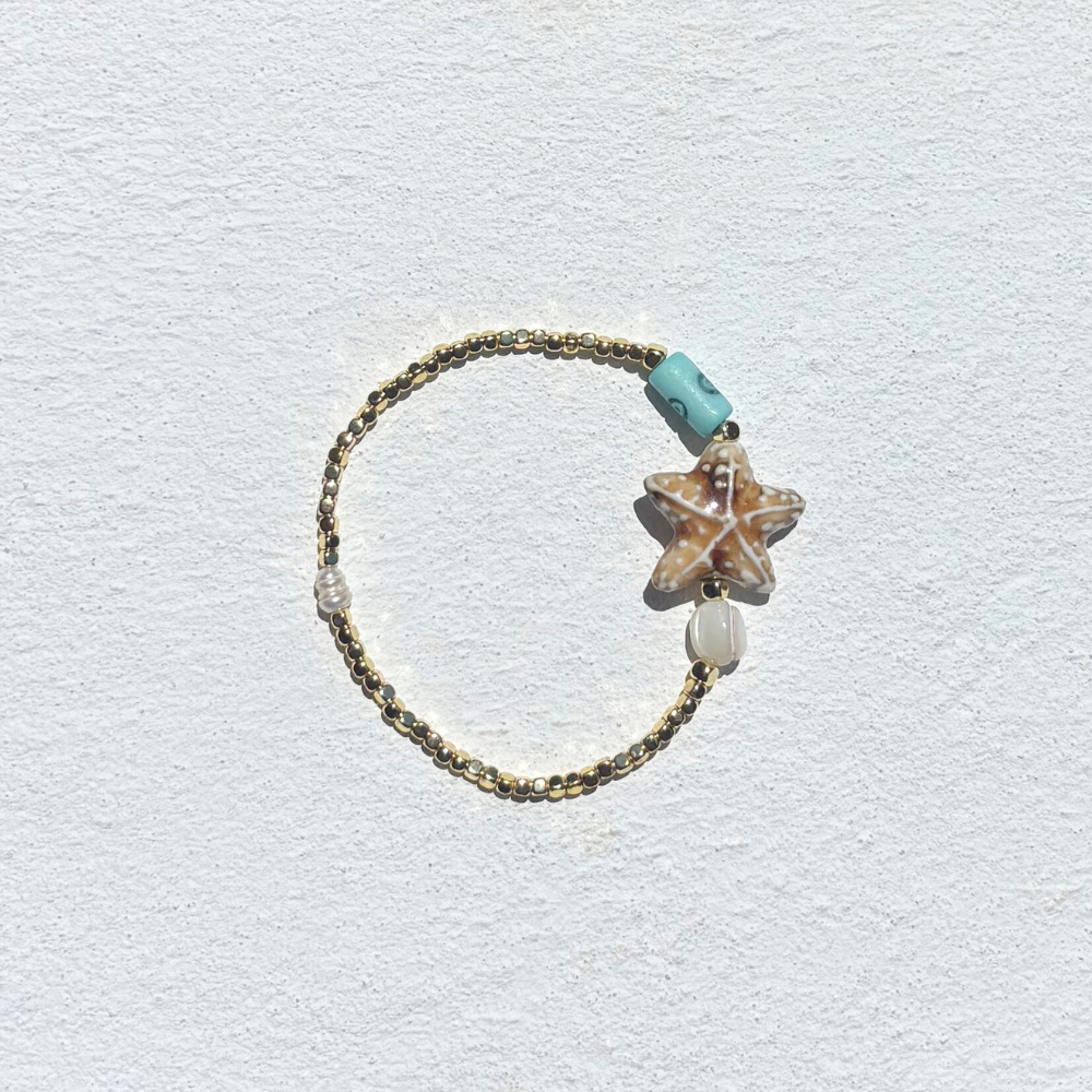 HEI TAI Gold Bead MON AMI Bracelet STARFISH BLUE