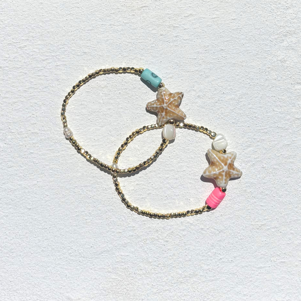 HEI TAI Gold Bead 'Mon Ami' Bracelet STARFISH PINK