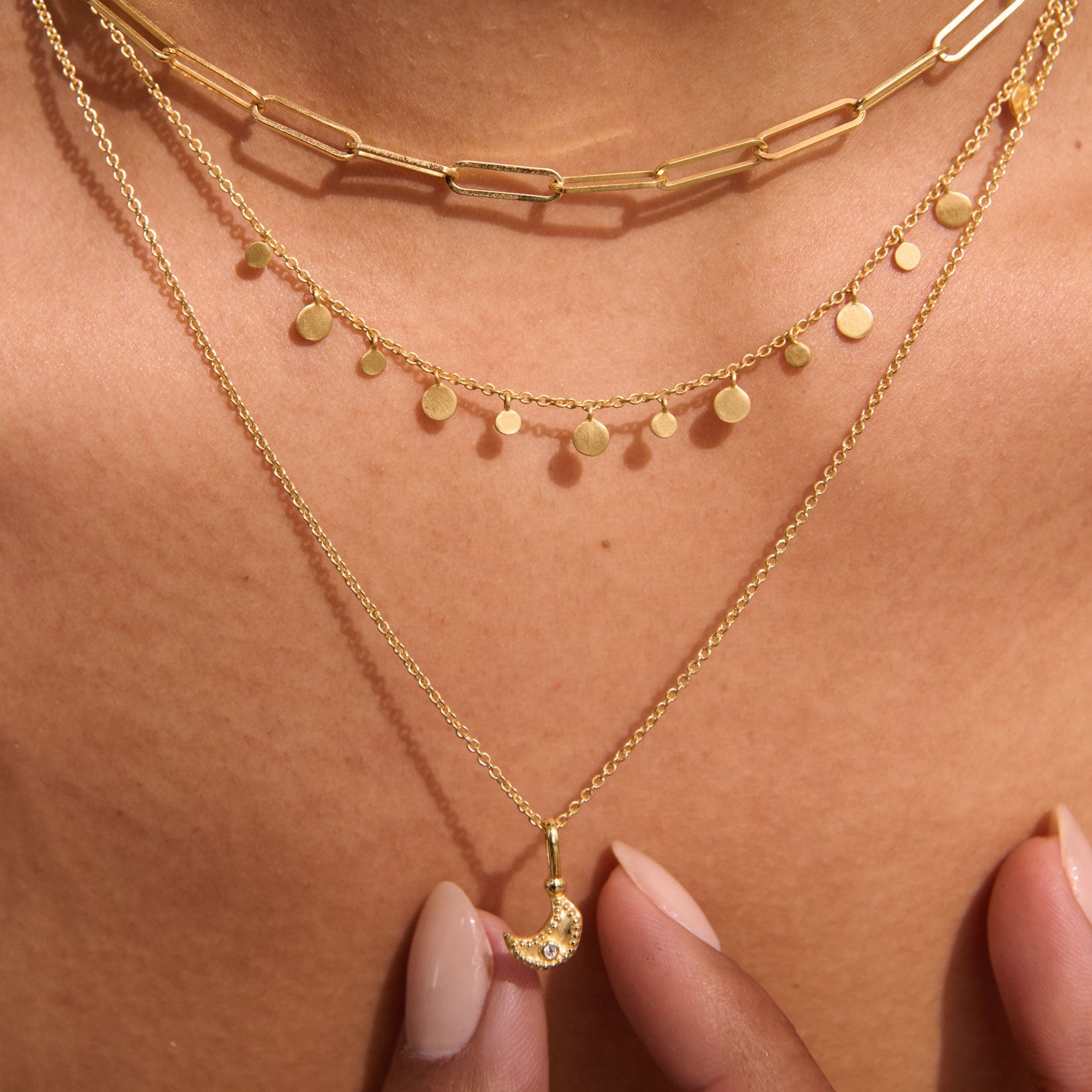 MURKANI Night Sky Moon Charm Necklace GOLD