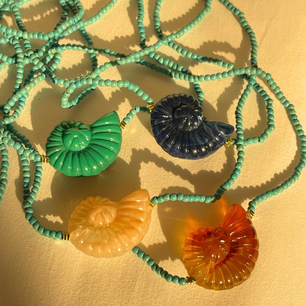 HEI TAI Milos Shell Necklace GREEN/AQUA