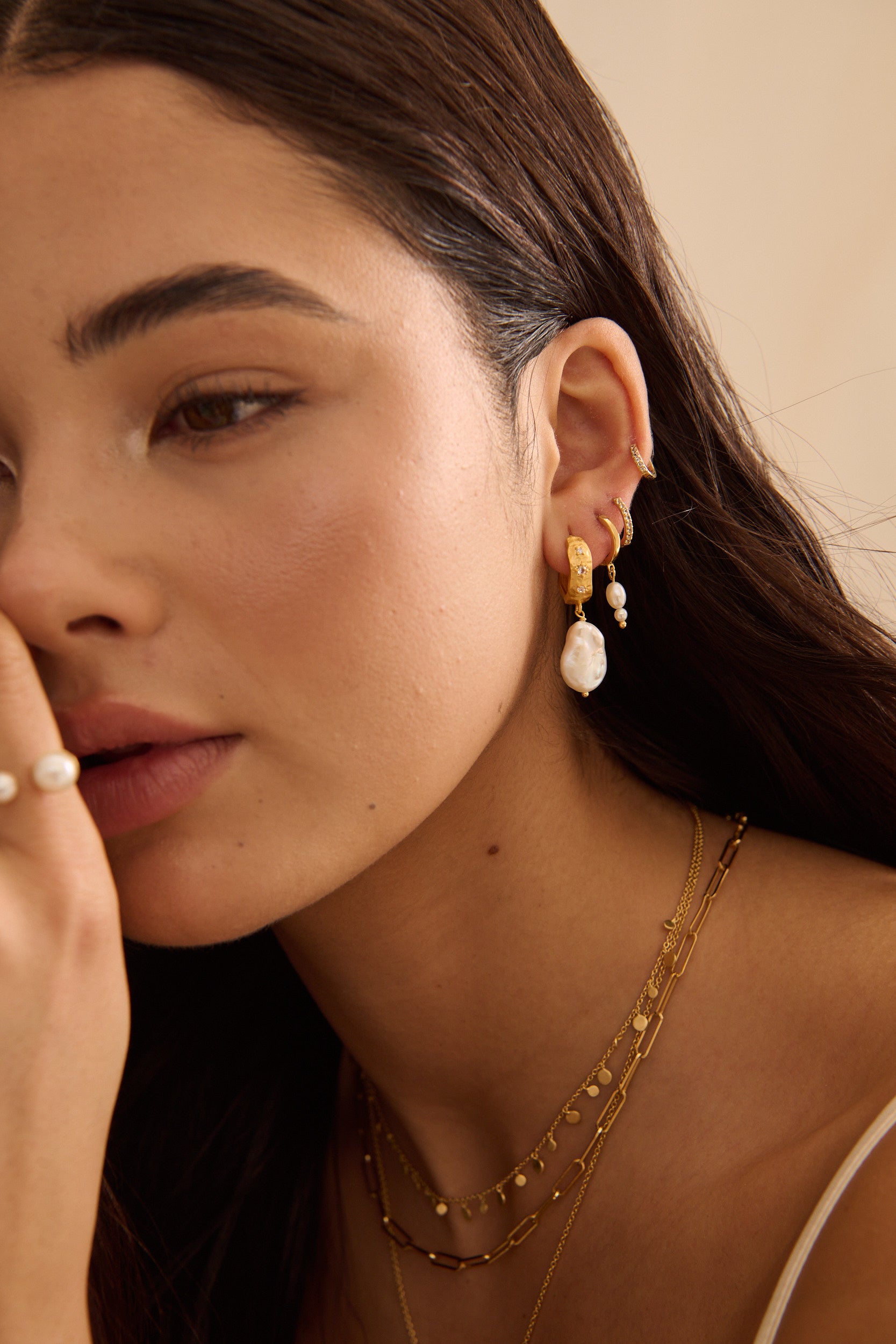 MURKANI Cosmic Love Pearl Earring MEDIUM GOLD