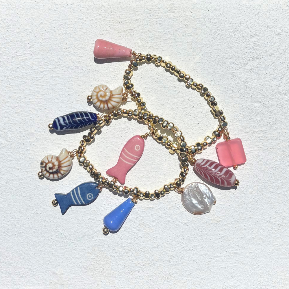 HEI TAI Gold Charm Bracelet PANTAI BLUES