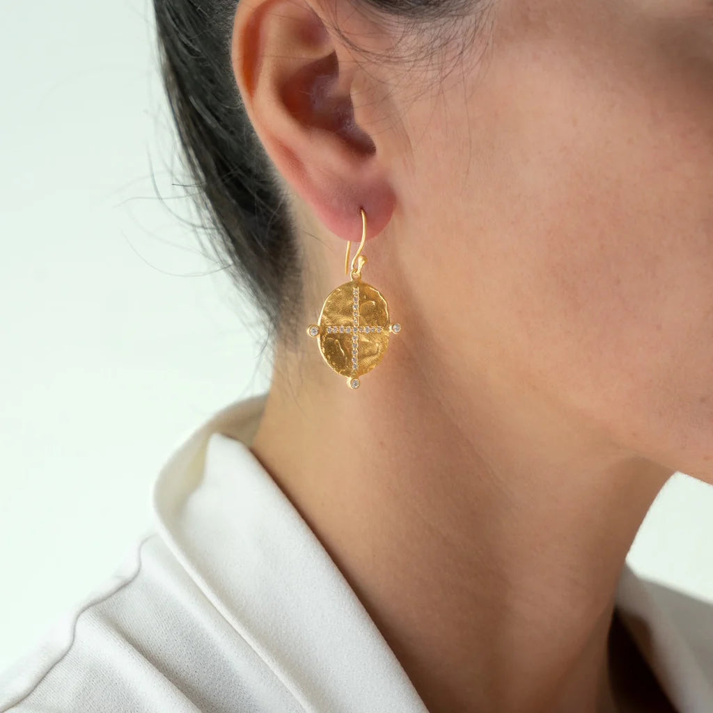 Ruby Teva Cubic Zirconia Cross Earrings