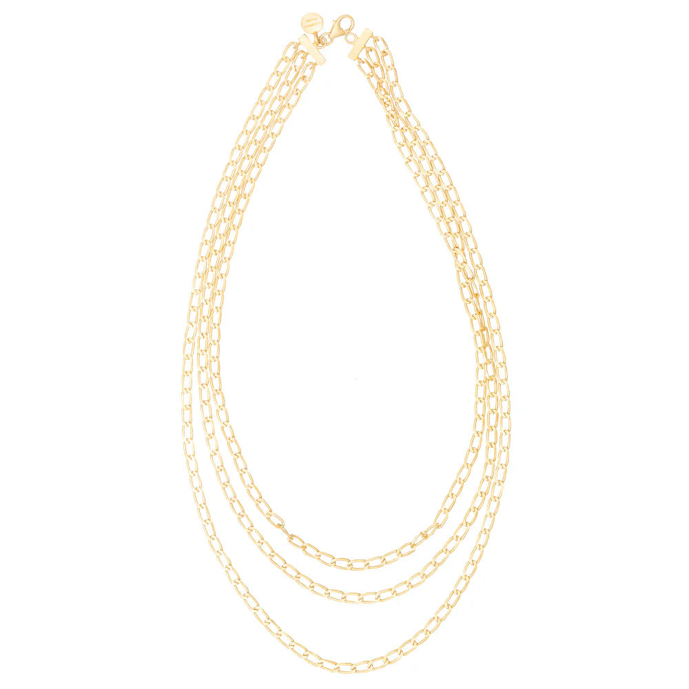 RT24 Three Tier Link Necklace GOLD PLATE