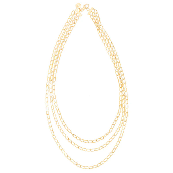 RUBY TEVA Three Tier Link Necklace GOLD PLATE