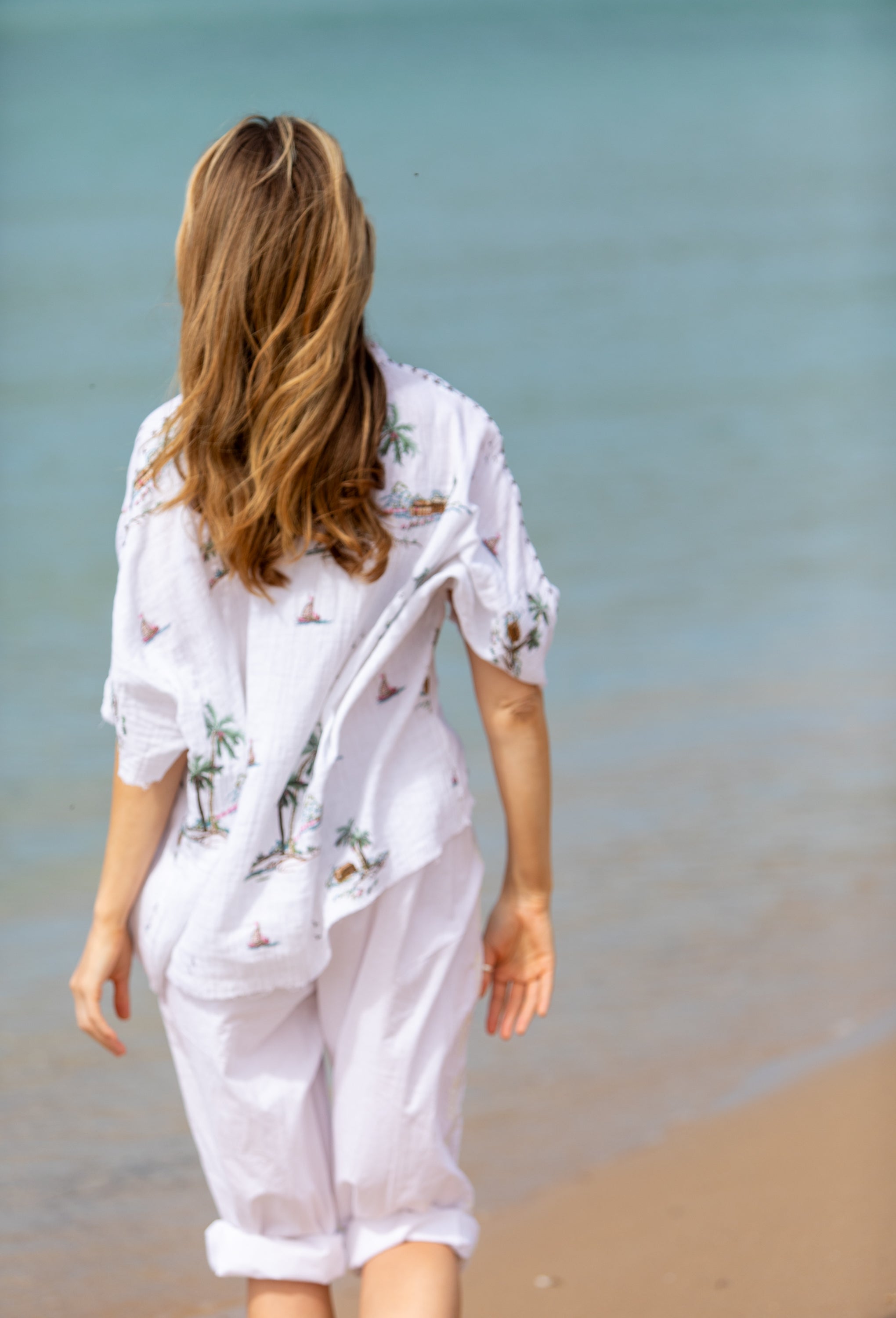 MANDALAY Yas Palms Top WHITE MULTI