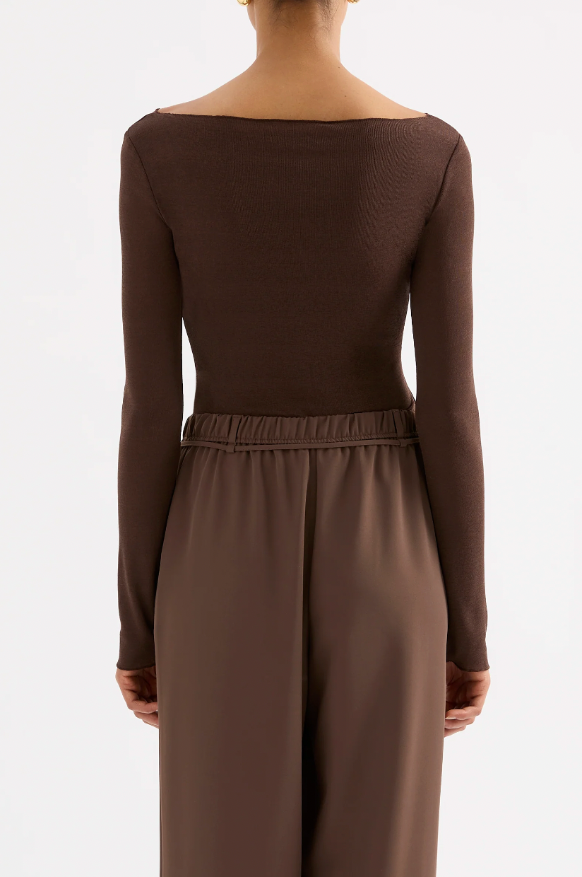 NUDE LUCY Clement Long Sleeve Top CHESTNUT