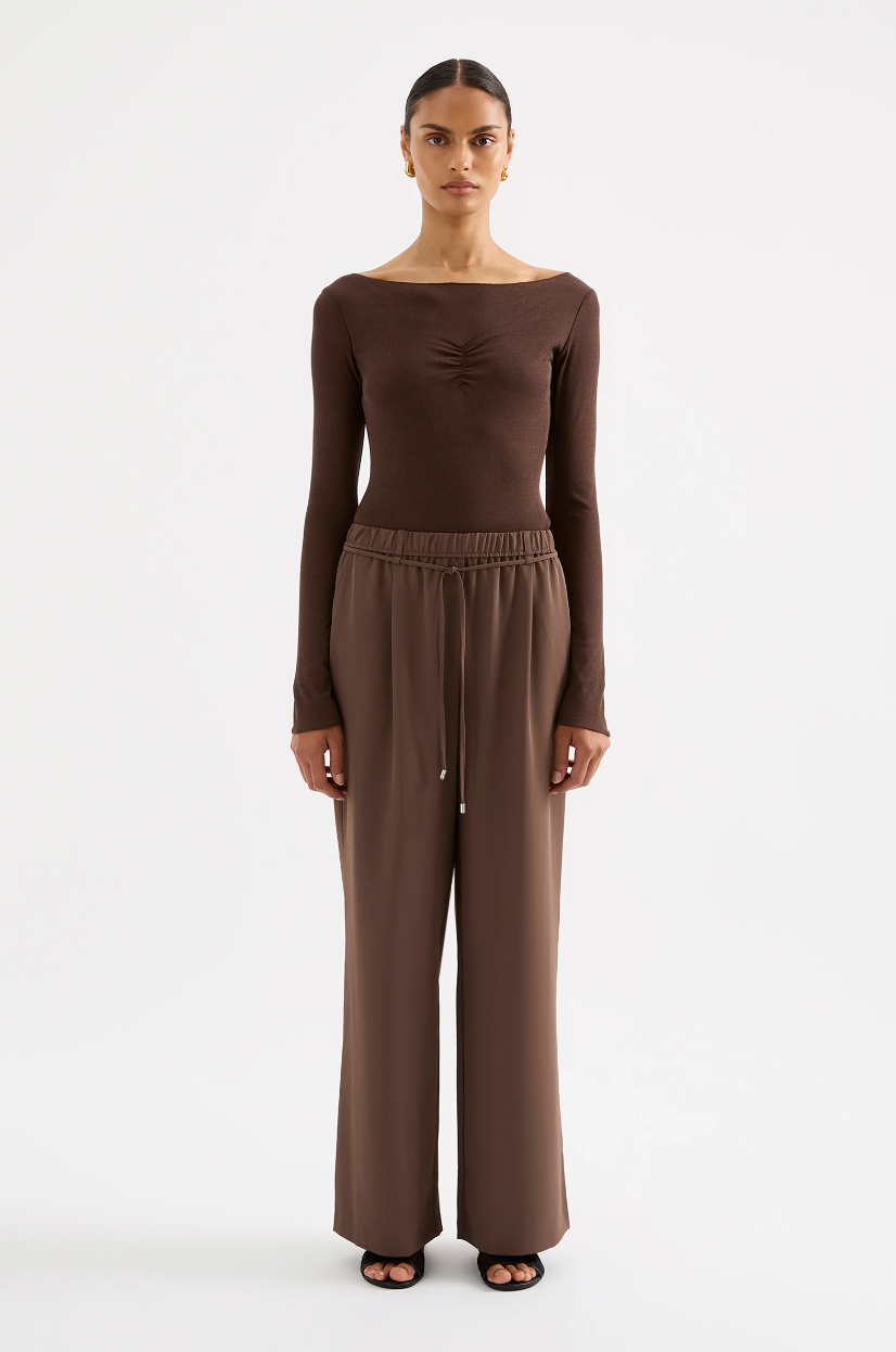 NUDE LUCY Clement Long Sleeve Top CHESTNUT
